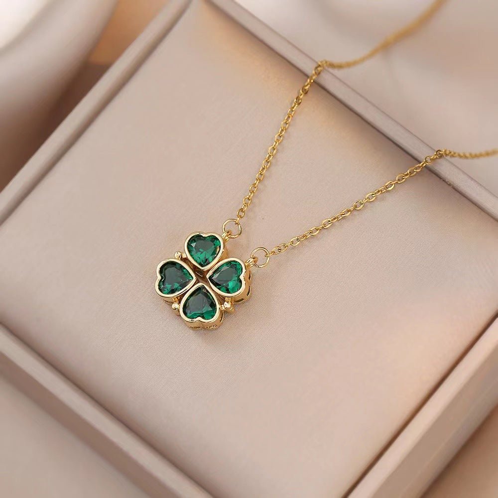 Open And Close Four - leaf Flower Dual - wear Heart - to - heart Necklace - Metamorphosis Creations
