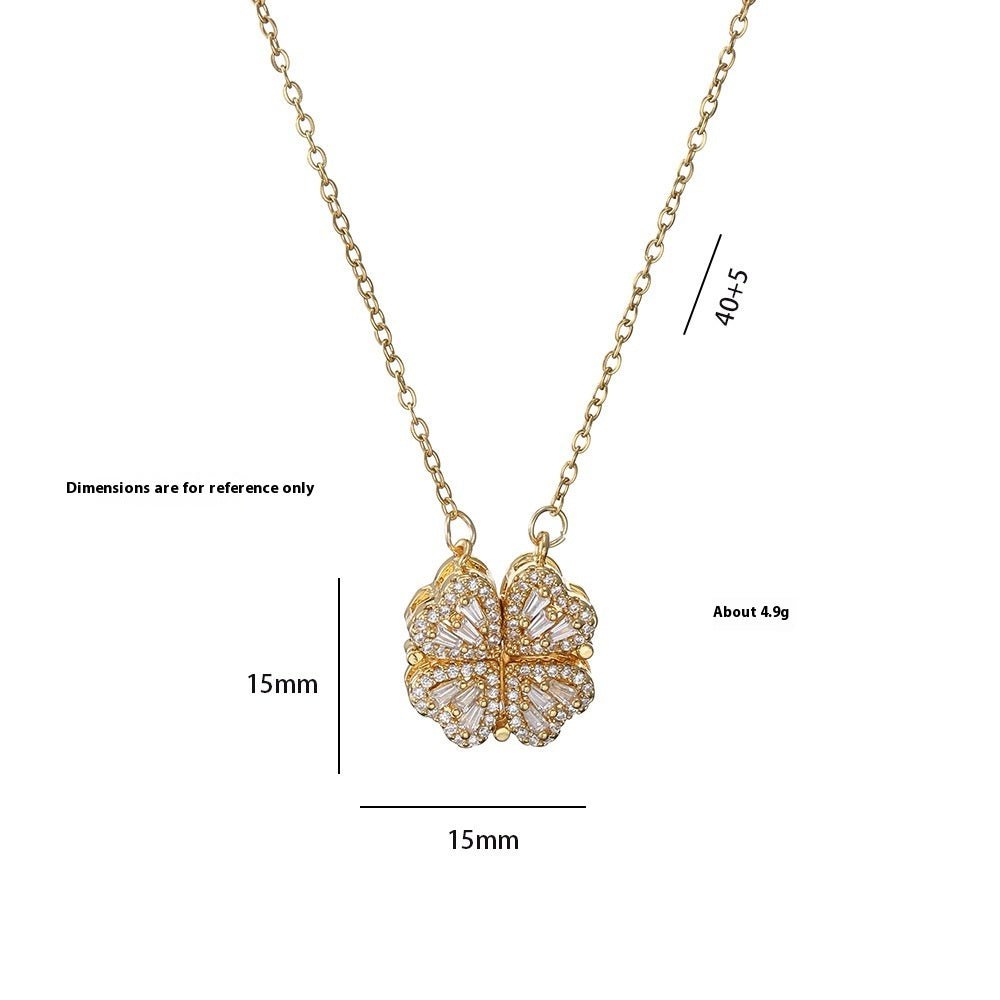 Open And Close Four - leaf Flower Dual - wear Heart - to - heart Necklace - Metamorphosis Creations