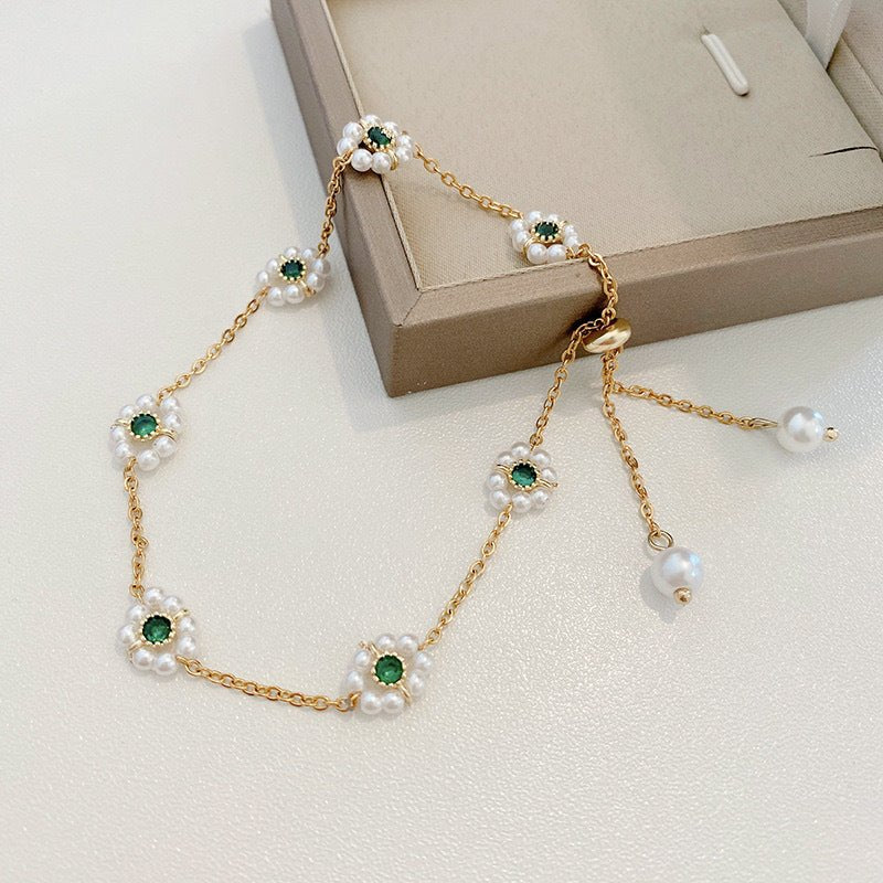 Pearl Flowers Bracelet All - match Fashion Adjustable Chain Bracelet - Metamorphosis Creations