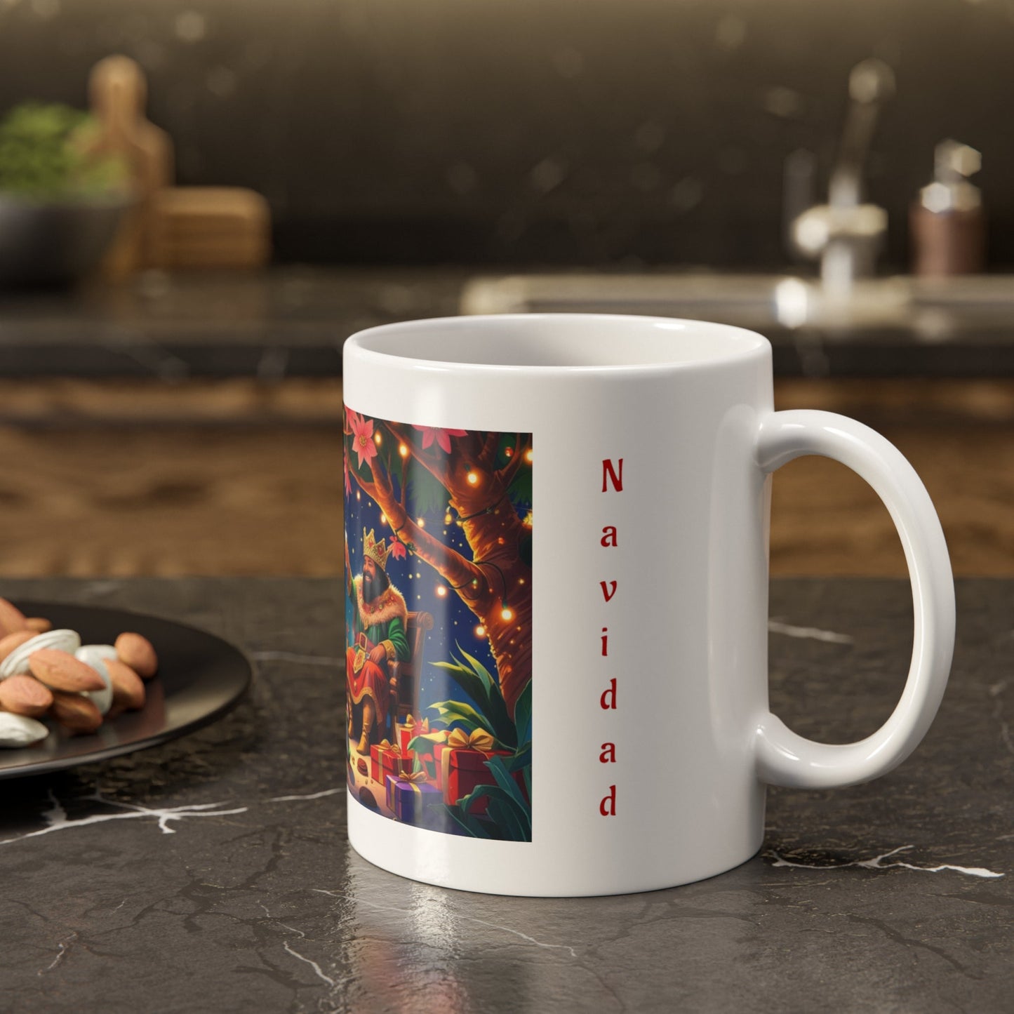 Puerto Rican Christmas Festive Holiday Mug for Coffee Lovers, Cute Gift for Christmas, Winter Wonderland Decor, 'Feliz' Design, Cozy Beverage Companion - Metamorphosis Creations