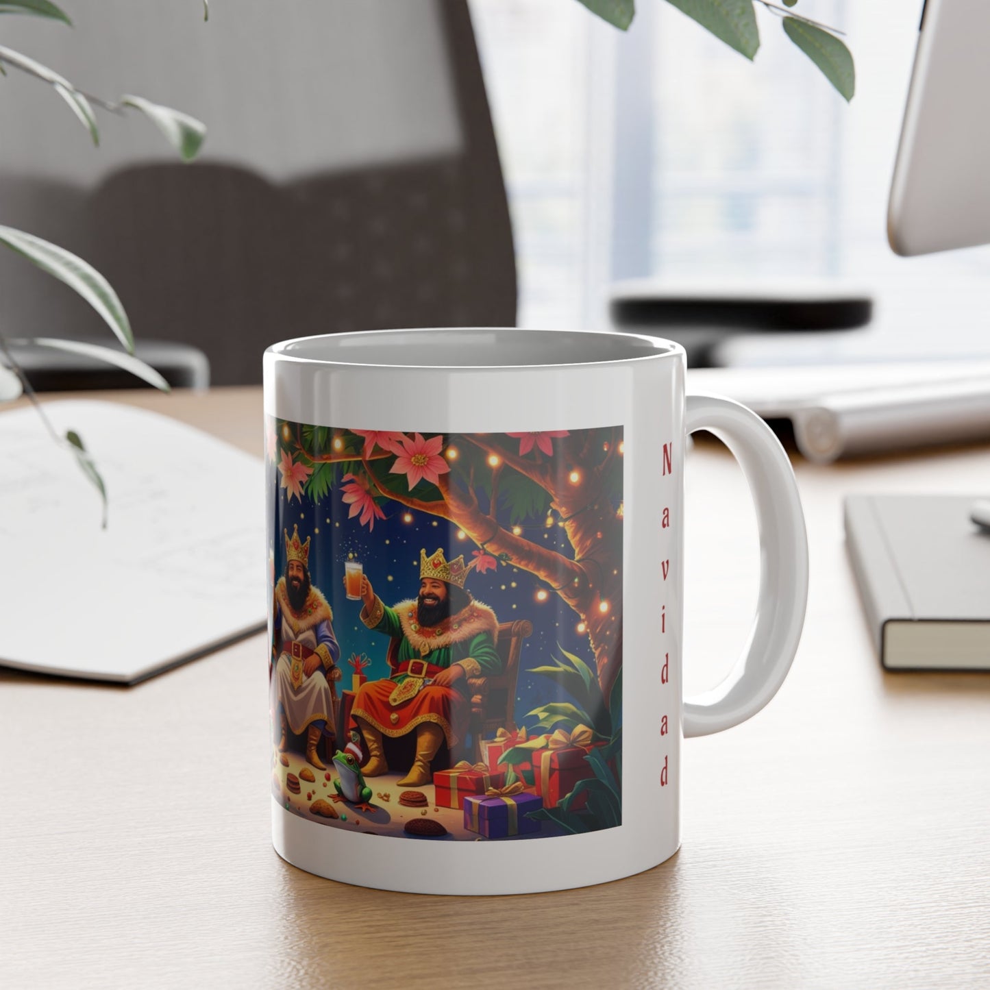 Puerto Rican Christmas Festive Holiday Mug for Coffee Lovers, Cute Gift for Christmas, Winter Wonderland Decor, 'Feliz' Design, Cozy Beverage Companion - Metamorphosis Creations