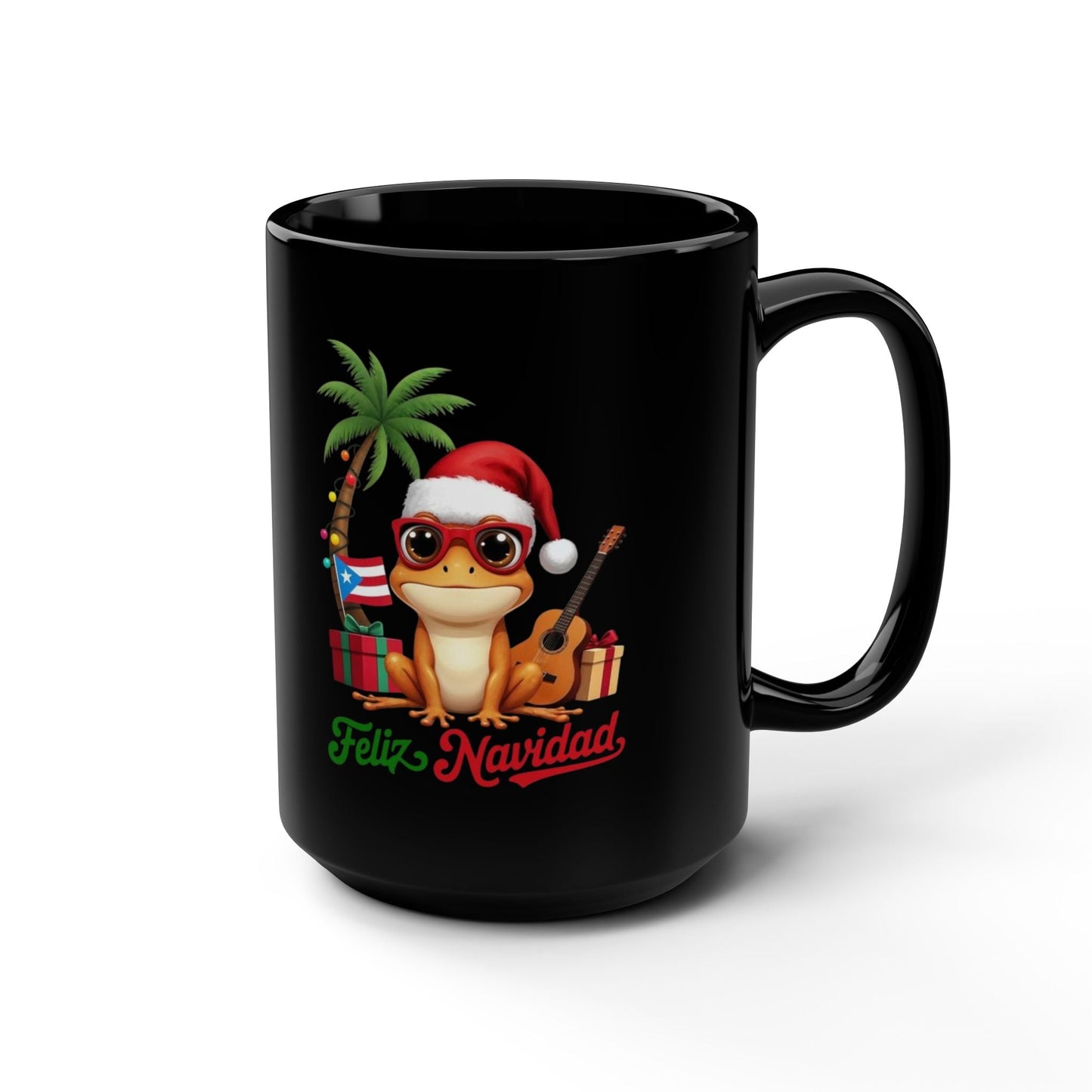 Puerto Rican Christmas Frog Mug with Santa Hat, Festive Holiday Drinkware, Cute Coffee Cup, Gift for Friends, Xmas Decor - Metamorphosis Creations