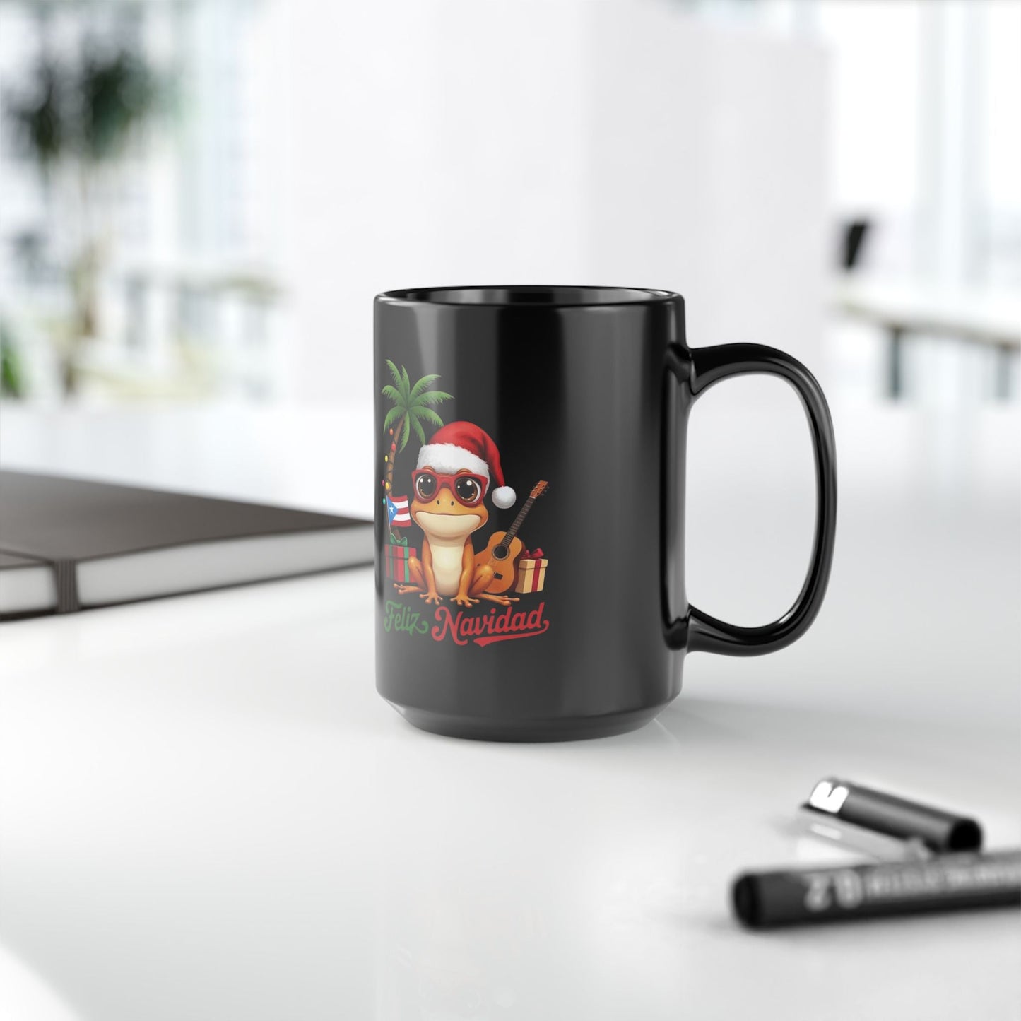 Puerto Rican Christmas Frog Mug with Santa Hat, Festive Holiday Drinkware, Cute Coffee Cup, Gift for Friends, Xmas Decor - Metamorphosis Creations