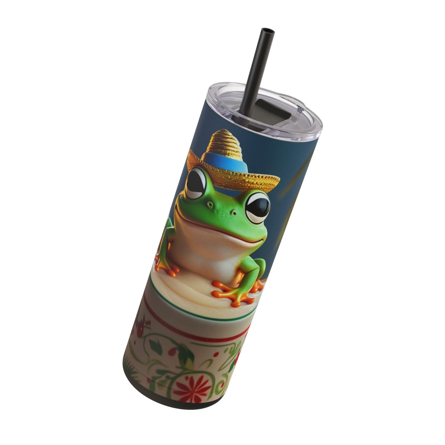 Puerto Rican Christmas Funky Frog Themed Tumbler | 20oz Skinny Drinkware for Nature Lovers, Gift for Kids, Summer Vibes, Eco - Friendly, Party Favor - Metamorphosis Creations