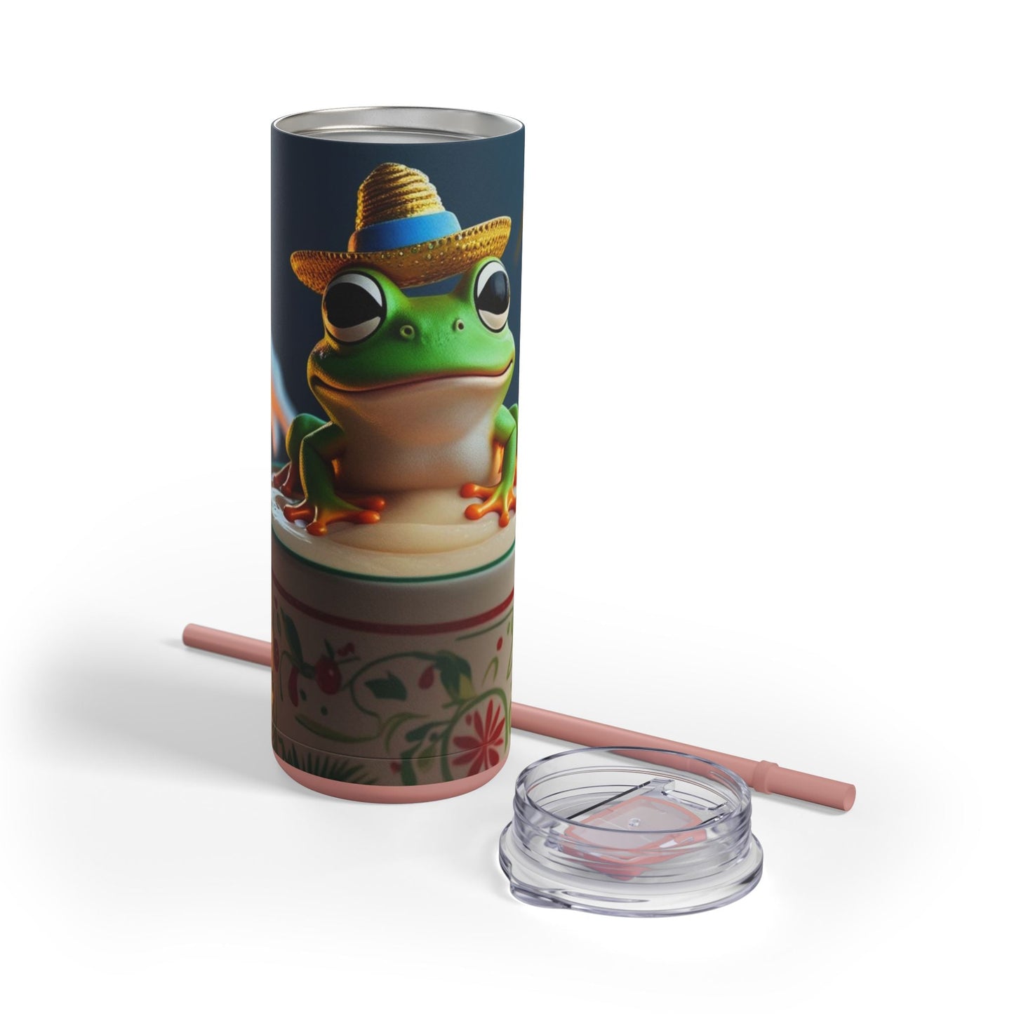 Puerto Rican Christmas Funky Frog Themed Tumbler | 20oz Skinny Drinkware for Nature Lovers, Gift for Kids, Summer Vibes, Eco - Friendly, Party Favor - Metamorphosis Creations