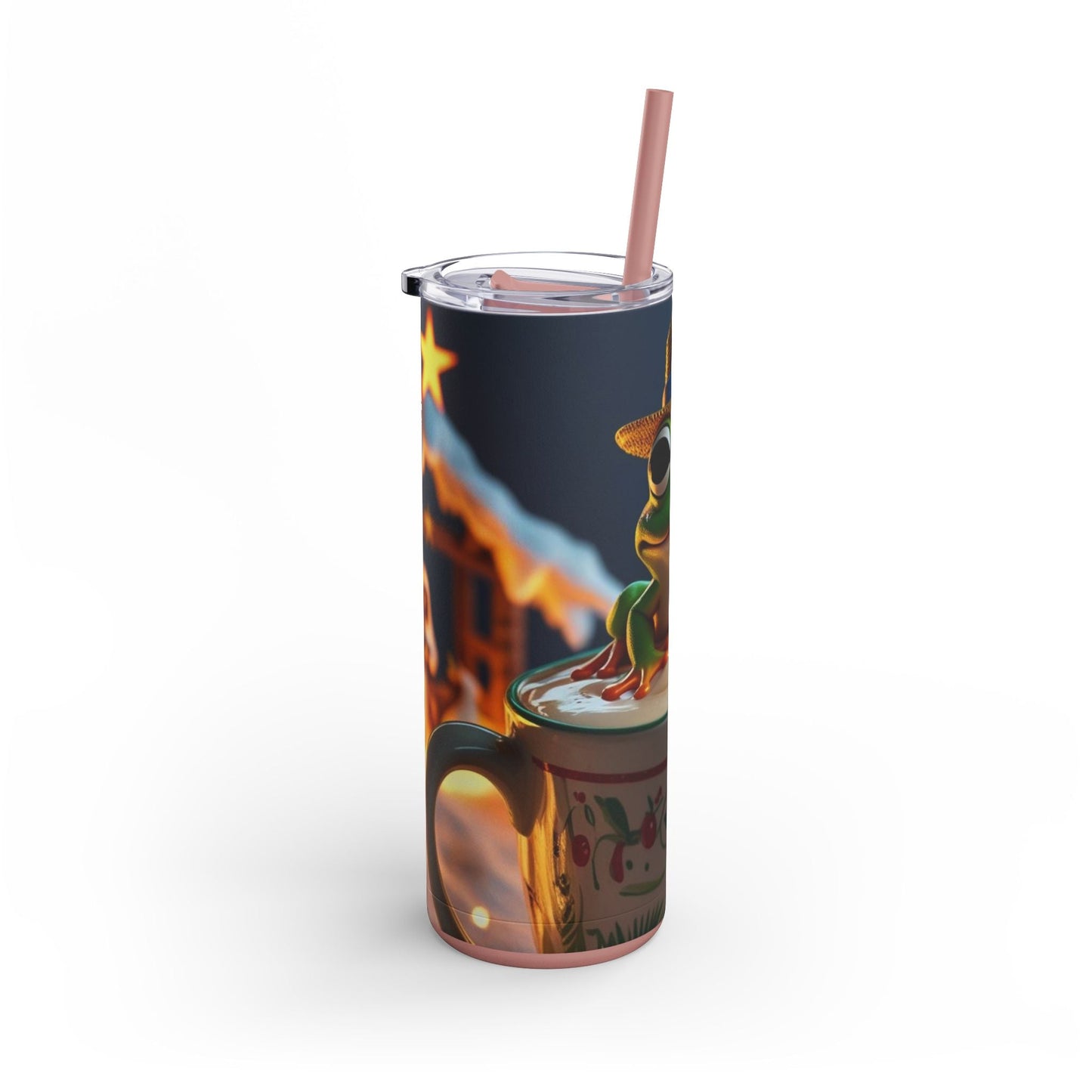 Puerto Rican Christmas Funky Frog Themed Tumbler | 20oz Skinny Drinkware for Nature Lovers, Gift for Kids, Summer Vibes, Eco - Friendly, Party Favor - Metamorphosis Creations