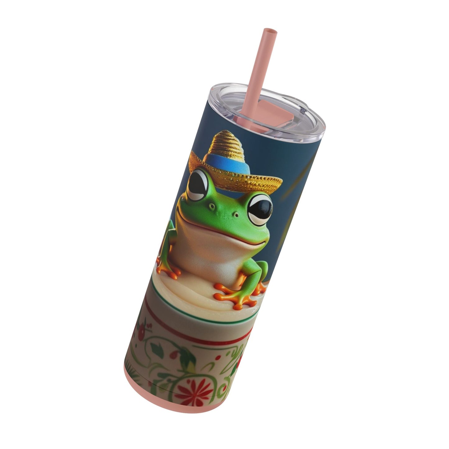 Puerto Rican Christmas Funky Frog Themed Tumbler | 20oz Skinny Drinkware for Nature Lovers, Gift for Kids, Summer Vibes, Eco - Friendly, Party Favor - Metamorphosis Creations