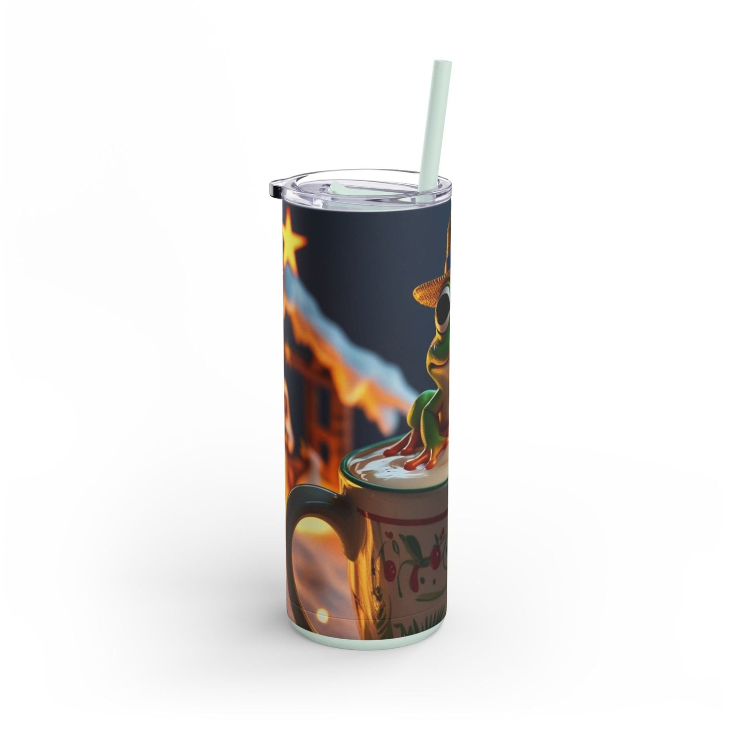 Puerto Rican Christmas Funky Frog Themed Tumbler | 20oz Skinny Drinkware for Nature Lovers, Gift for Kids, Summer Vibes, Eco - Friendly, Party Favor - Metamorphosis Creations