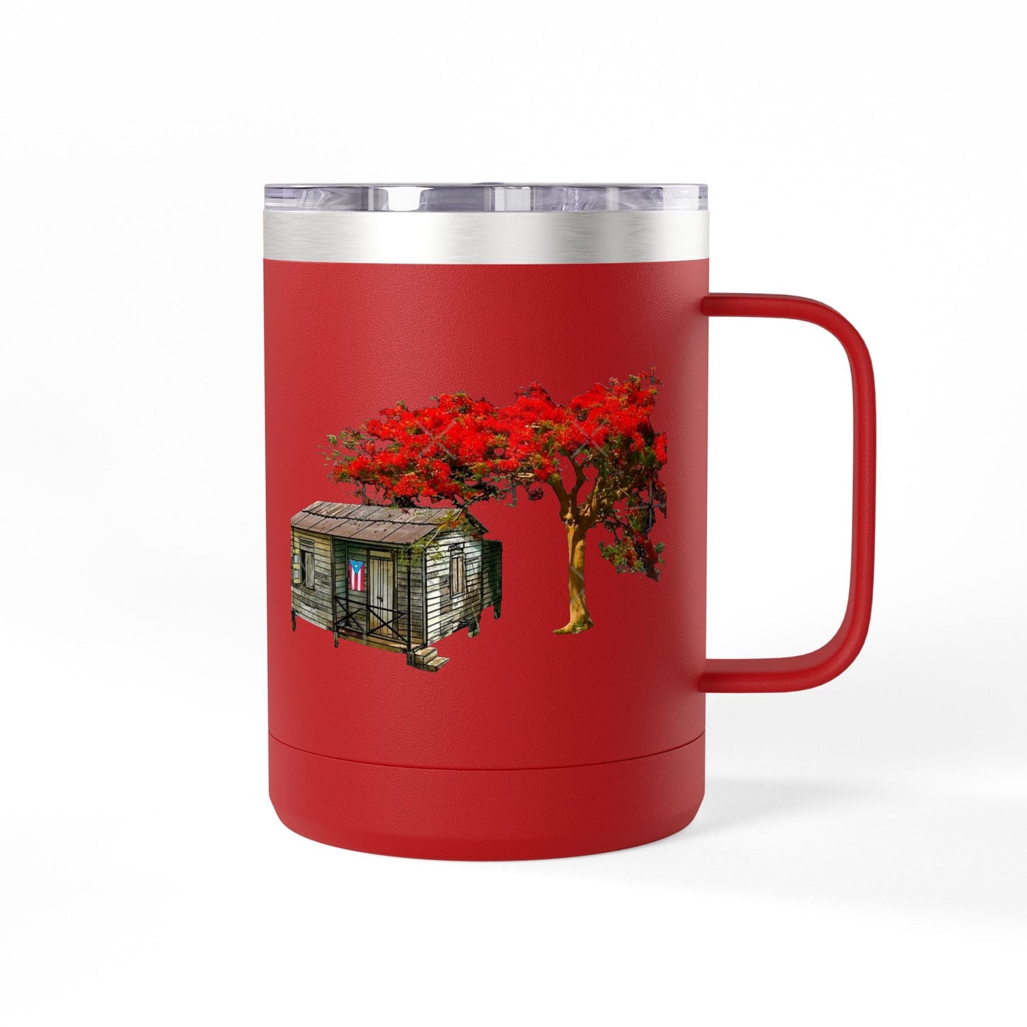 Puerto Rican Christmas Vibrant Floral Coffee Mug Tumbler, 15oz - Perfect for Cozy Mornings, Gifts for Garden Lovers, Unique Drinkware for Home - Metamorphosis Creations