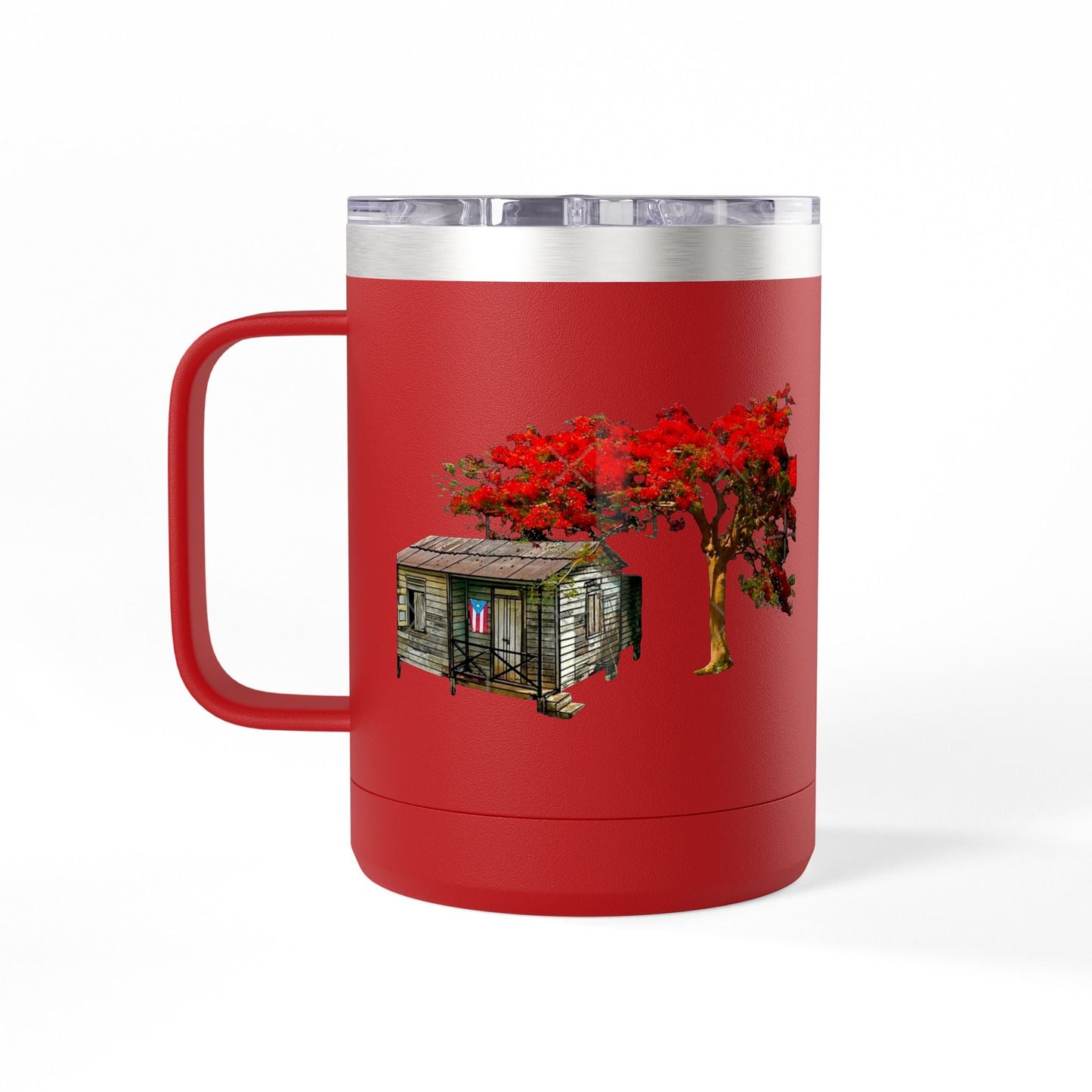 Puerto Rican Christmas Vibrant Floral Coffee Mug Tumbler, 15oz - Perfect for Cozy Mornings, Gifts for Garden Lovers, Unique Drinkware for Home - Metamorphosis Creations