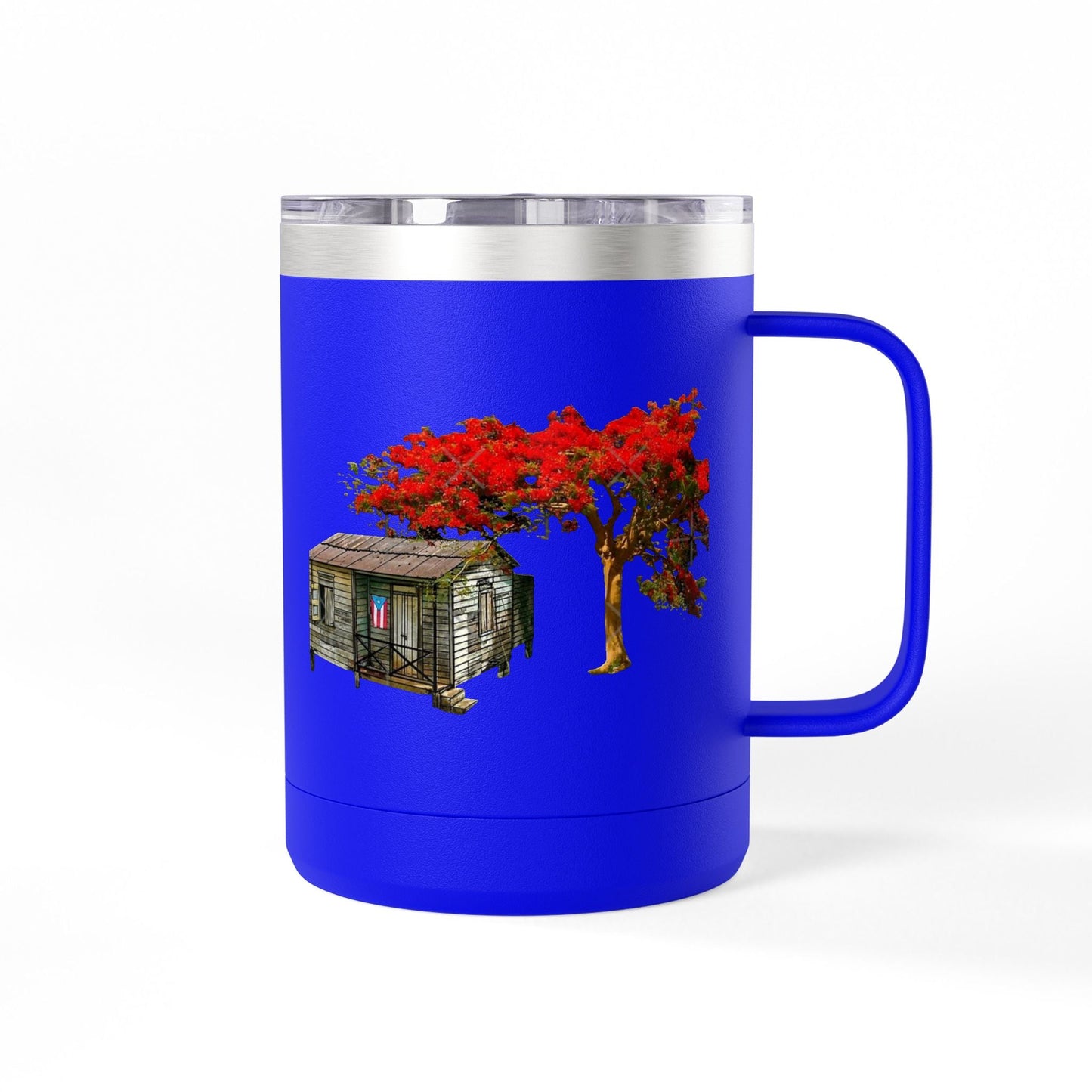 Puerto Rican Christmas Vibrant Floral Coffee Mug Tumbler, 15oz - Perfect for Cozy Mornings, Gifts for Garden Lovers, Unique Drinkware for Home - Metamorphosis Creations