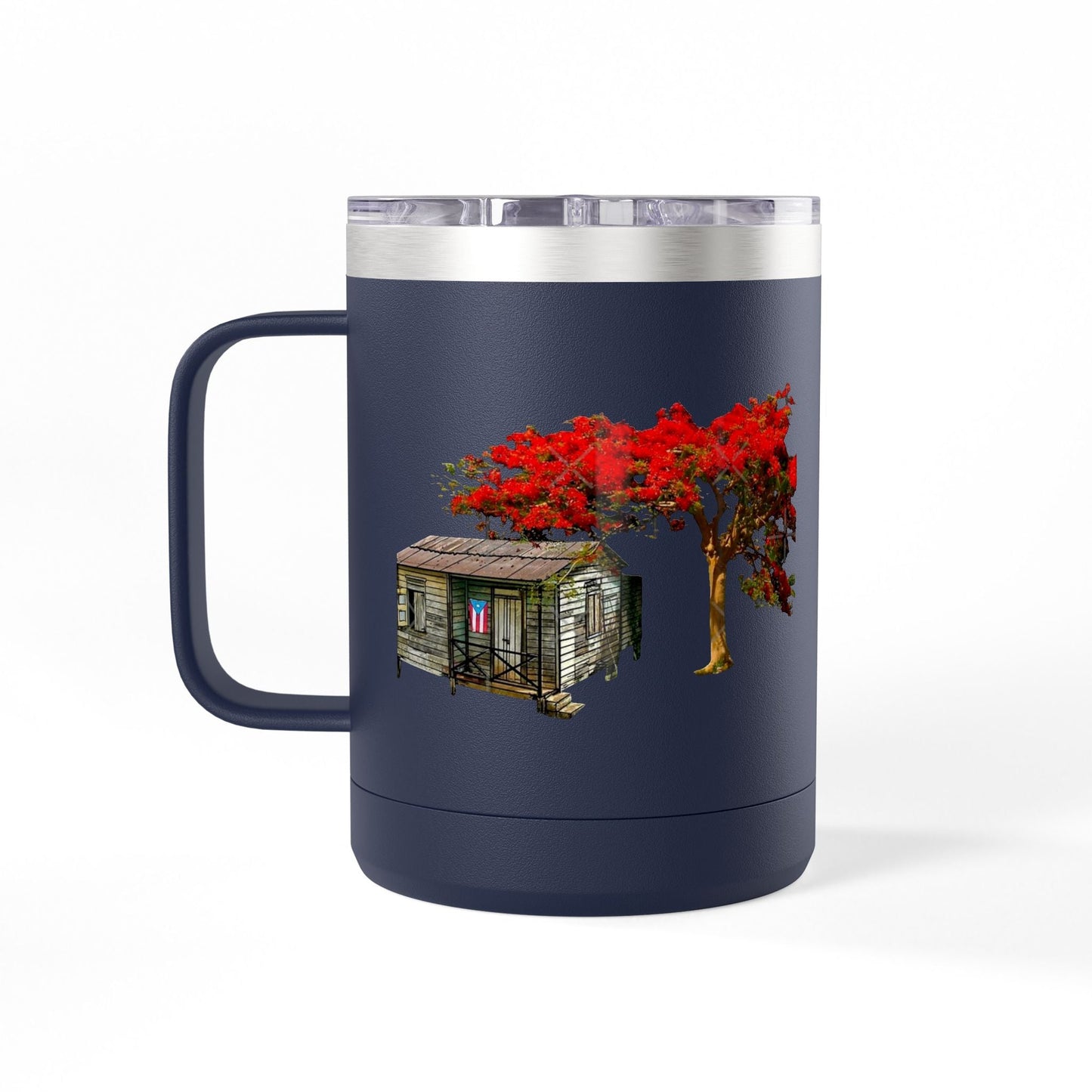 Puerto Rican Christmas Vibrant Floral Coffee Mug Tumbler, 15oz - Perfect for Cozy Mornings, Gifts for Garden Lovers, Unique Drinkware for Home - Metamorphosis Creations