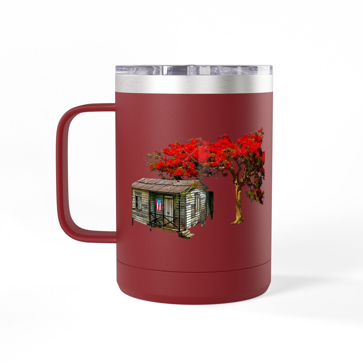 Puerto Rican Christmas Vibrant Floral Coffee Mug Tumbler, 15oz - Perfect for Cozy Mornings, Gifts for Garden Lovers, Unique Drinkware for Home - Metamorphosis Creations