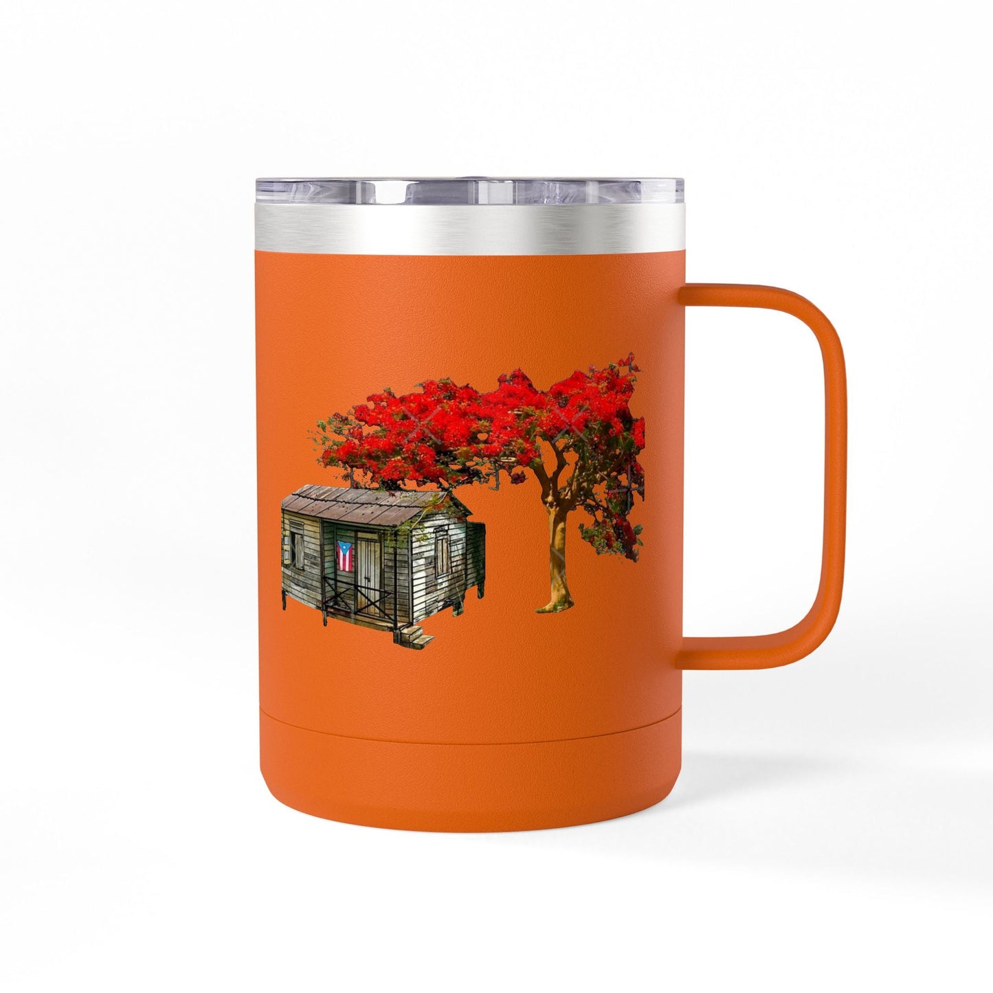 Puerto Rican Christmas Vibrant Floral Coffee Mug Tumbler, 15oz - Perfect for Cozy Mornings, Gifts for Garden Lovers, Unique Drinkware for Home - Metamorphosis Creations