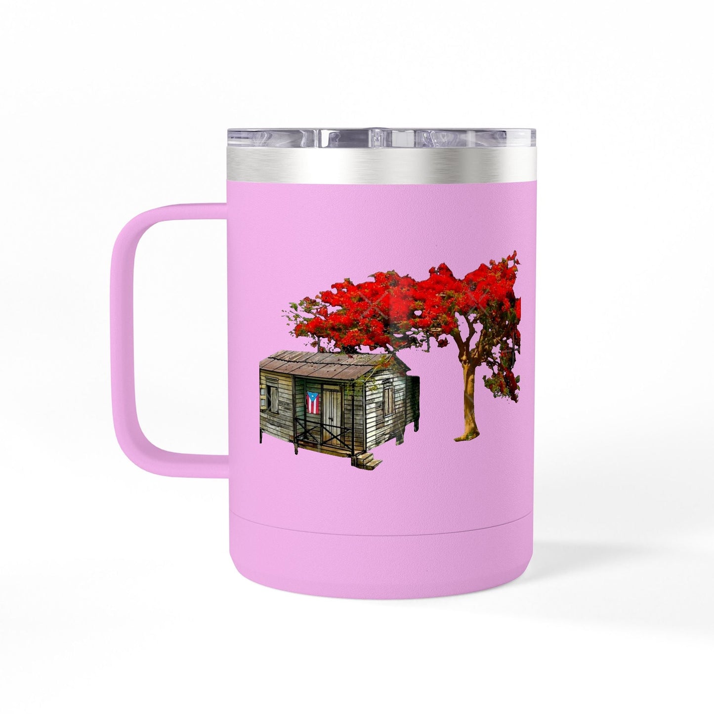 Puerto Rican Christmas Vibrant Floral Coffee Mug Tumbler, 15oz - Perfect for Cozy Mornings, Gifts for Garden Lovers, Unique Drinkware for Home - Metamorphosis Creations