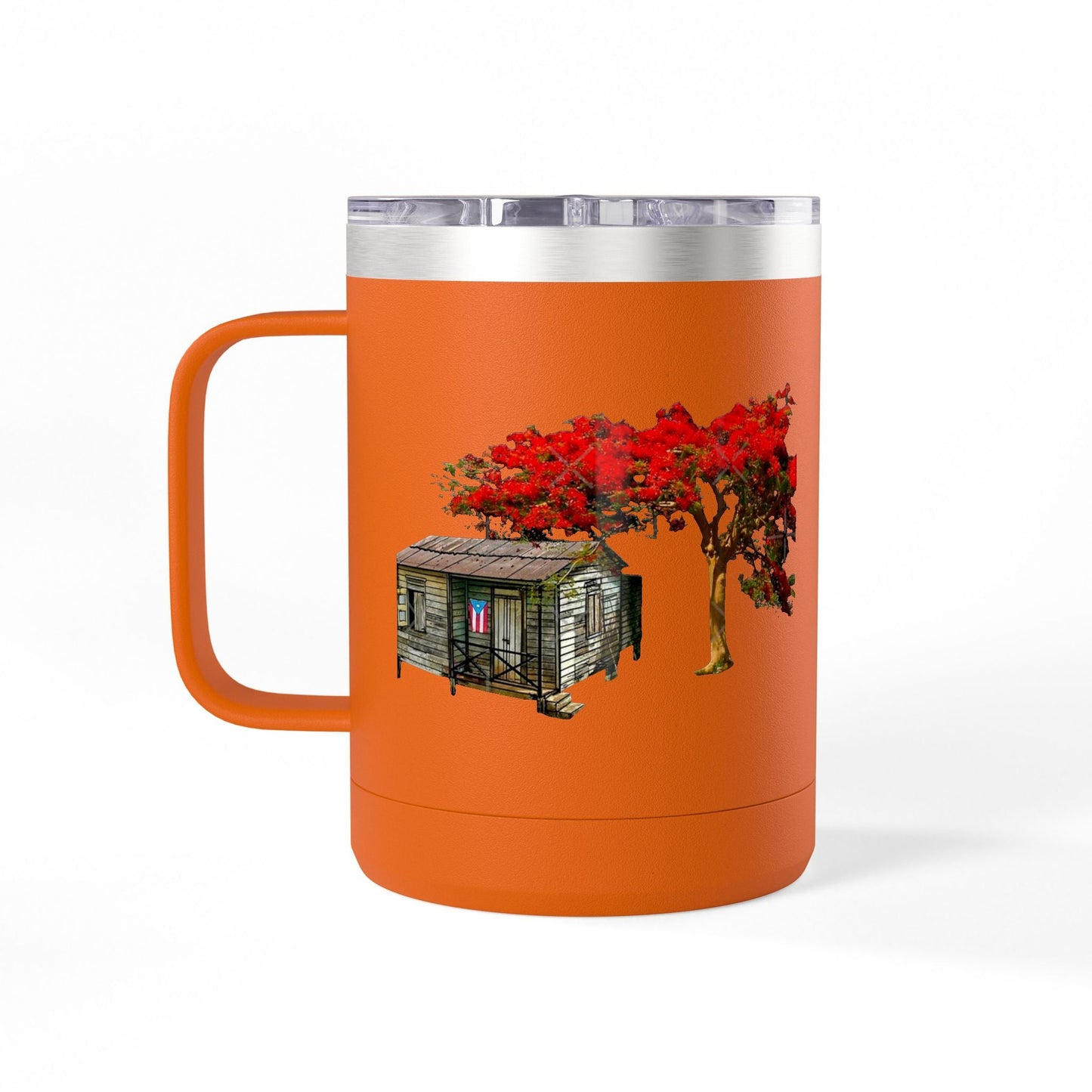 Puerto Rican Christmas Vibrant Floral Coffee Mug Tumbler, 15oz - Perfect for Cozy Mornings, Gifts for Garden Lovers, Unique Drinkware for Home - Metamorphosis Creations