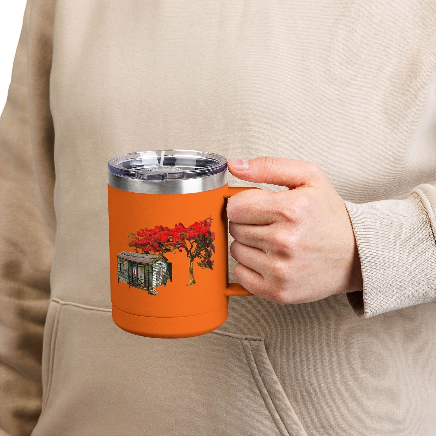 Puerto Rican Christmas Vibrant Floral Coffee Mug Tumbler, 15oz - Perfect for Cozy Mornings, Gifts for Garden Lovers, Unique Drinkware for Home - Metamorphosis Creations