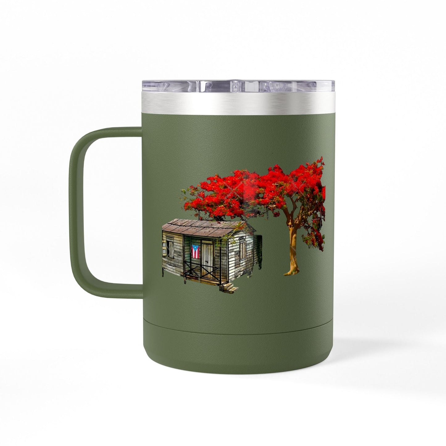 Puerto Rican Christmas Vibrant Floral Coffee Mug Tumbler, 15oz - Perfect for Cozy Mornings, Gifts for Garden Lovers, Unique Drinkware for Home - Metamorphosis Creations