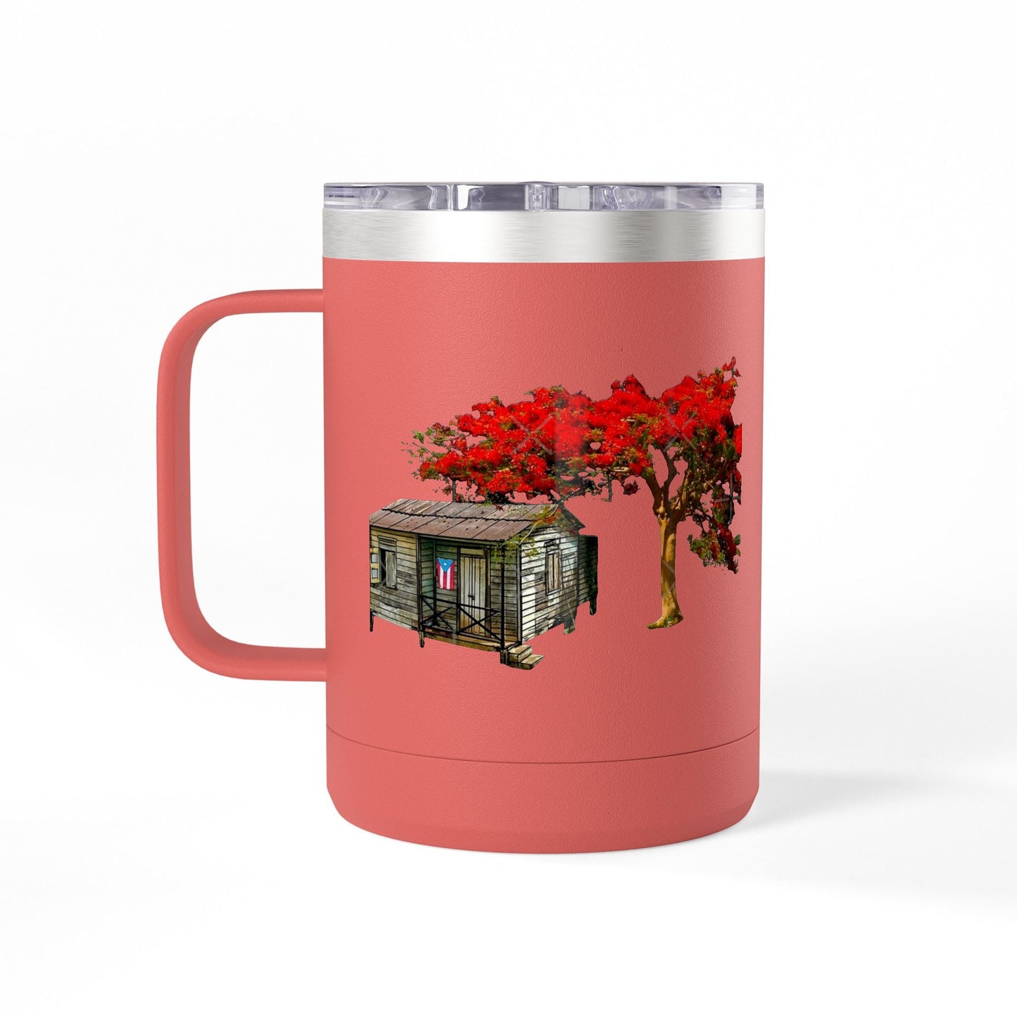 Puerto Rican Christmas Vibrant Floral Coffee Mug Tumbler, 15oz - Perfect for Cozy Mornings, Gifts for Garden Lovers, Unique Drinkware for Home - Metamorphosis Creations