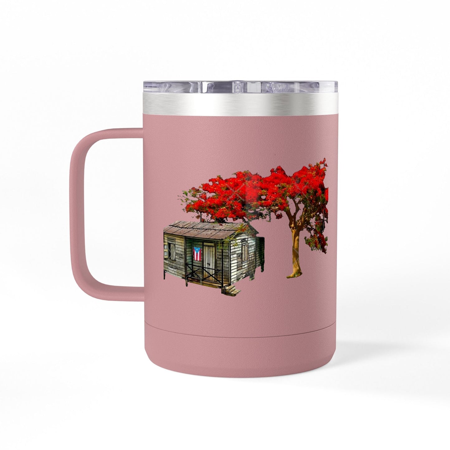 Puerto Rican Christmas Vibrant Floral Coffee Mug Tumbler, 15oz - Perfect for Cozy Mornings, Gifts for Garden Lovers, Unique Drinkware for Home - Metamorphosis Creations
