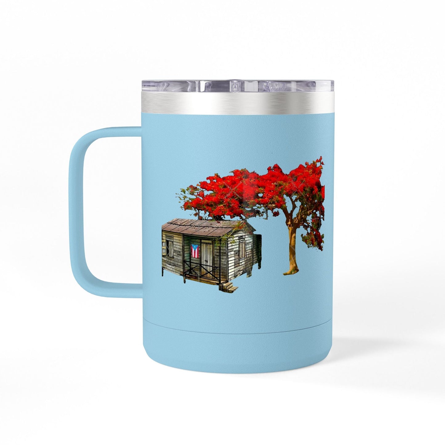 Puerto Rican Christmas Vibrant Floral Coffee Mug Tumbler, 15oz - Perfect for Cozy Mornings, Gifts for Garden Lovers, Unique Drinkware for Home - Metamorphosis Creations