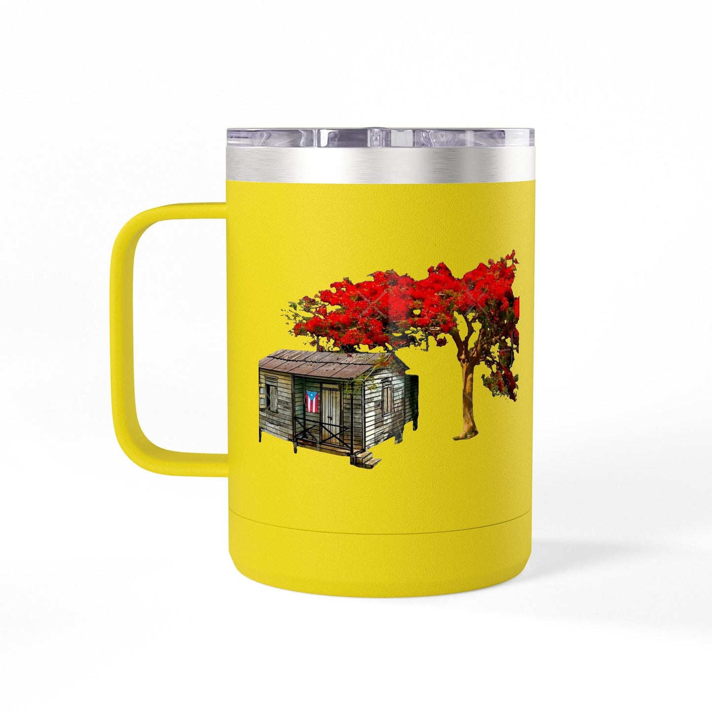 Puerto Rican Christmas Vibrant Floral Coffee Mug Tumbler, 15oz - Perfect for Cozy Mornings, Gifts for Garden Lovers, Unique Drinkware for Home - Metamorphosis Creations