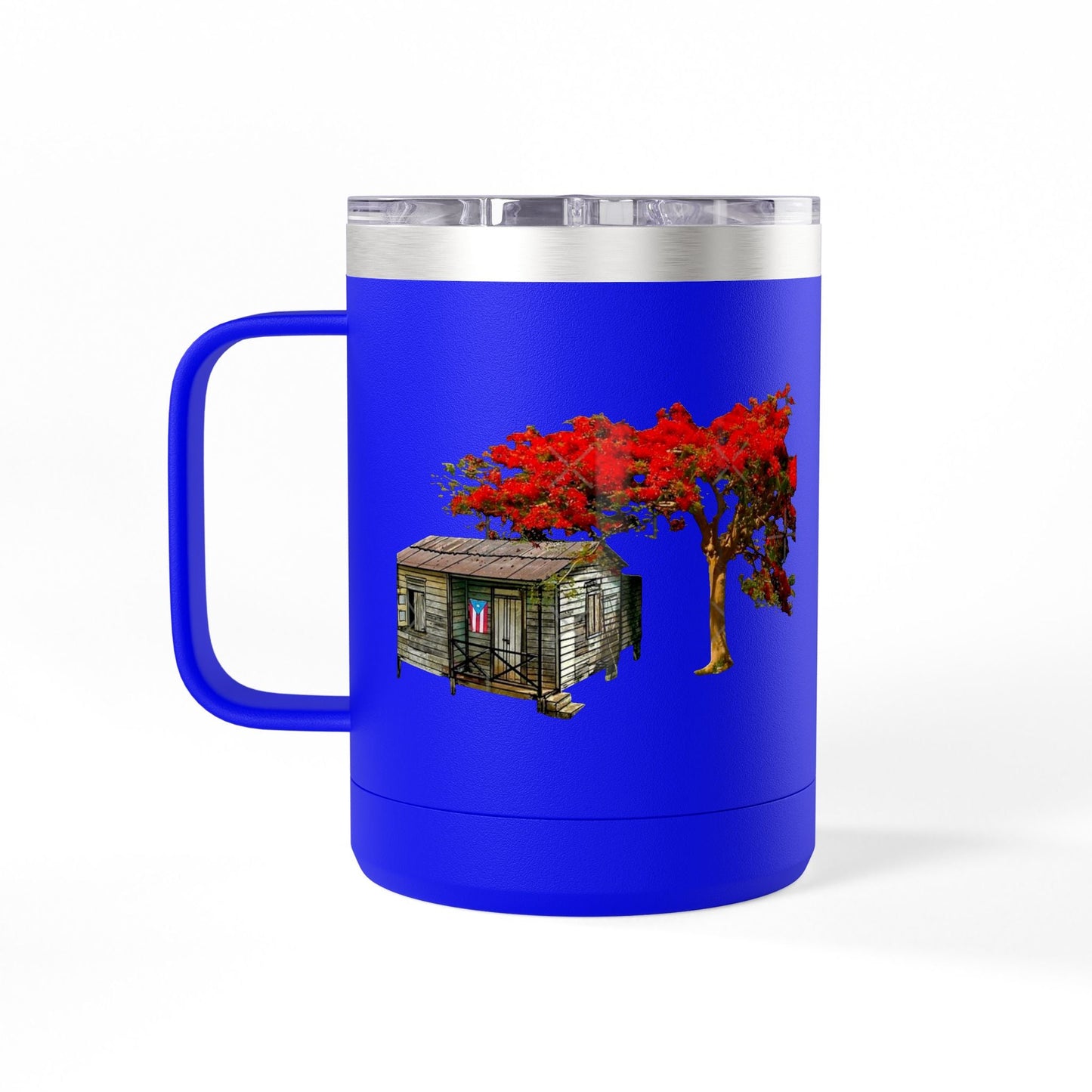 Puerto Rican Christmas Vibrant Floral Coffee Mug Tumbler, 15oz - Perfect for Cozy Mornings, Gifts for Garden Lovers, Unique Drinkware for Home - Metamorphosis Creations