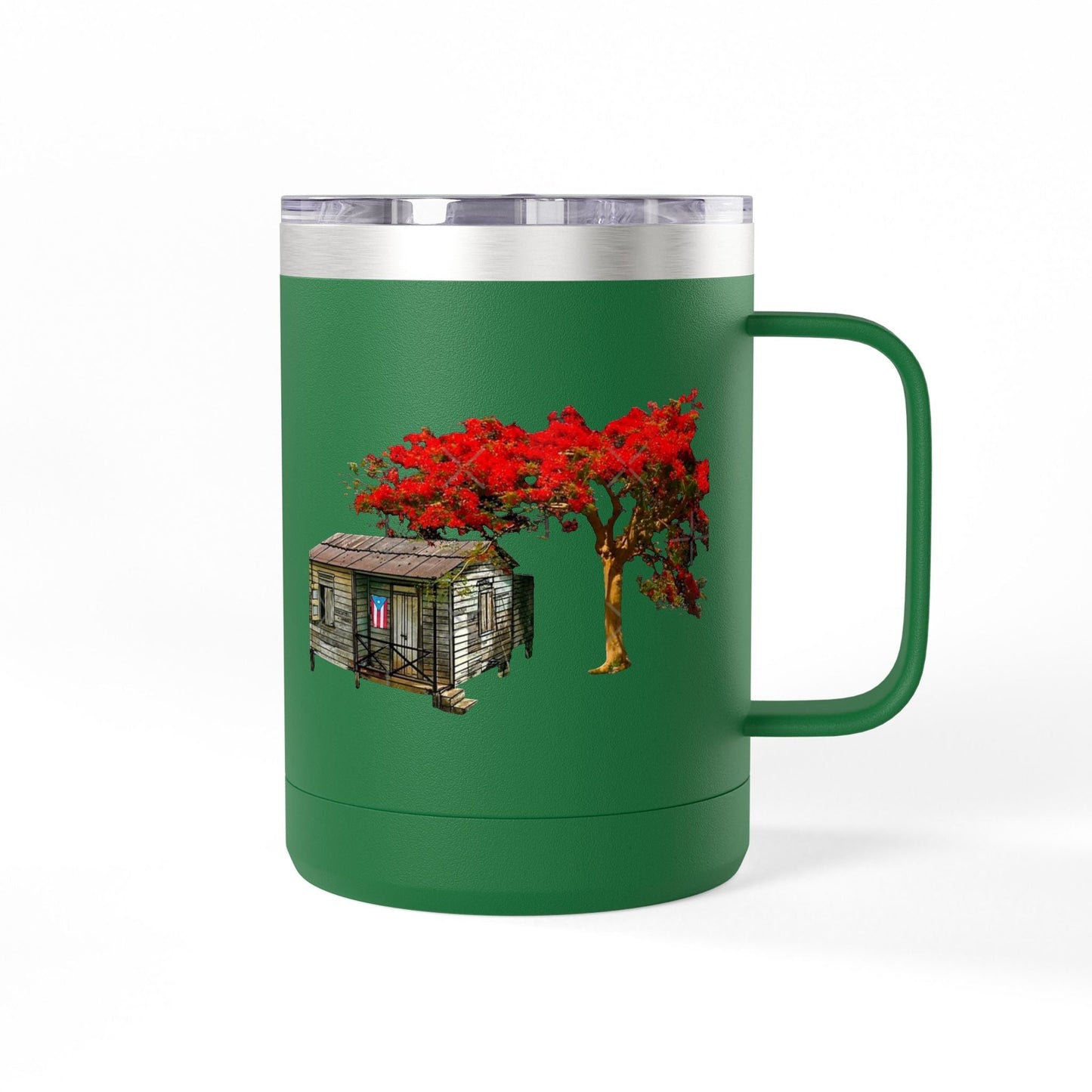 Puerto Rican Christmas Vibrant Floral Coffee Mug Tumbler, 15oz - Perfect for Cozy Mornings, Gifts for Garden Lovers, Unique Drinkware for Home - Metamorphosis Creations