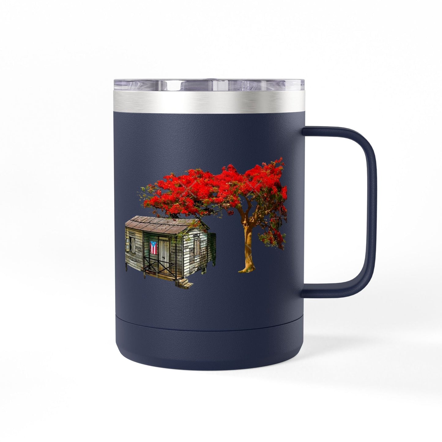 Puerto Rican Christmas Vibrant Floral Coffee Mug Tumbler, 15oz - Perfect for Cozy Mornings, Gifts for Garden Lovers, Unique Drinkware for Home - Metamorphosis Creations