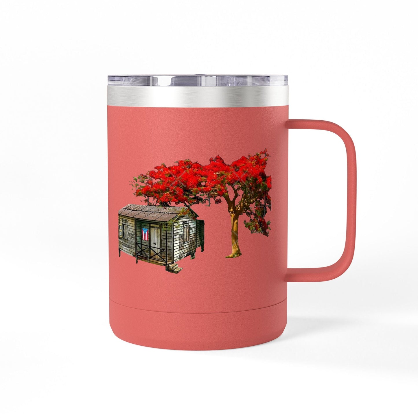 Puerto Rican Christmas Vibrant Floral Coffee Mug Tumbler, 15oz - Perfect for Cozy Mornings, Gifts for Garden Lovers, Unique Drinkware for Home - Metamorphosis Creations