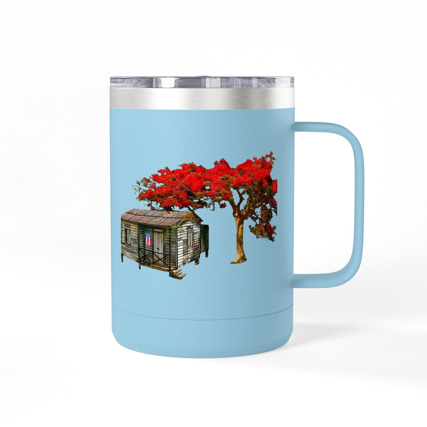Puerto Rican Christmas Vibrant Floral Coffee Mug Tumbler, 15oz - Perfect for Cozy Mornings, Gifts for Garden Lovers, Unique Drinkware for Home - Metamorphosis Creations