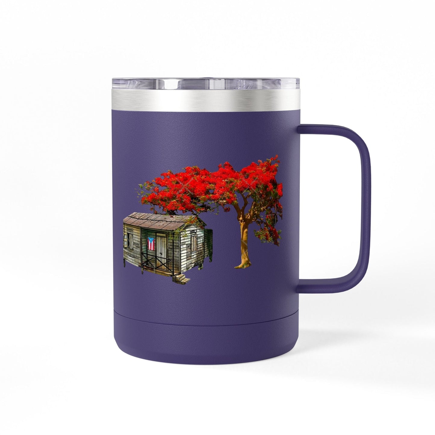 Puerto Rican Christmas Vibrant Floral Coffee Mug Tumbler, 15oz - Perfect for Cozy Mornings, Gifts for Garden Lovers, Unique Drinkware for Home - Metamorphosis Creations