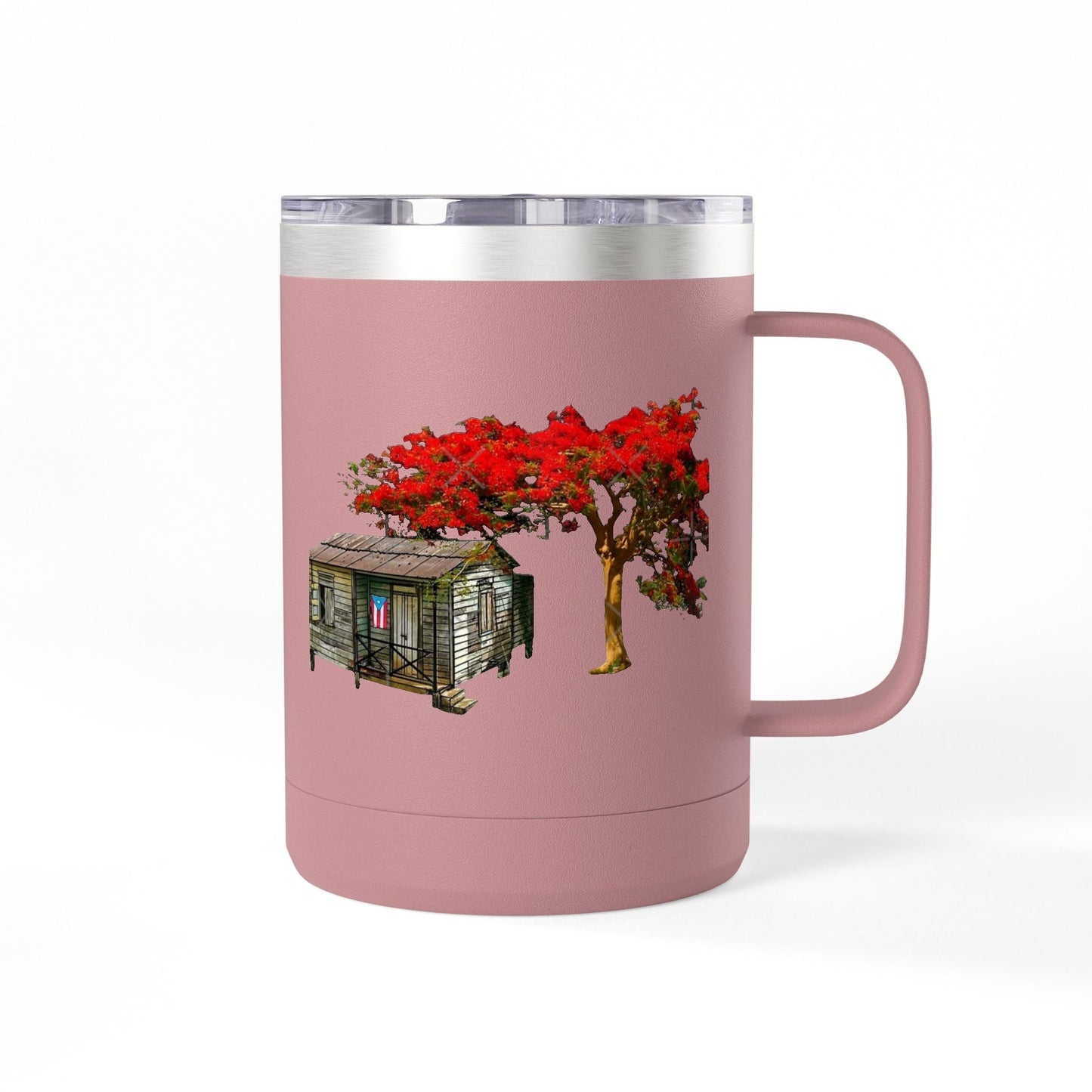 Puerto Rican Christmas Vibrant Floral Coffee Mug Tumbler, 15oz - Perfect for Cozy Mornings, Gifts for Garden Lovers, Unique Drinkware for Home - Metamorphosis Creations