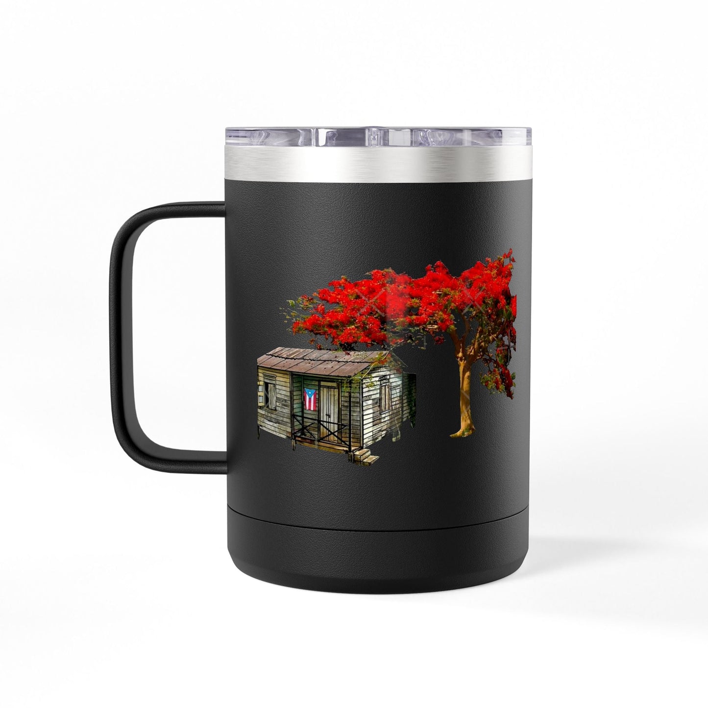 Puerto Rican Christmas Vibrant Floral Coffee Mug Tumbler, 15oz - Perfect for Cozy Mornings, Gifts for Garden Lovers, Unique Drinkware for Home - Metamorphosis Creations