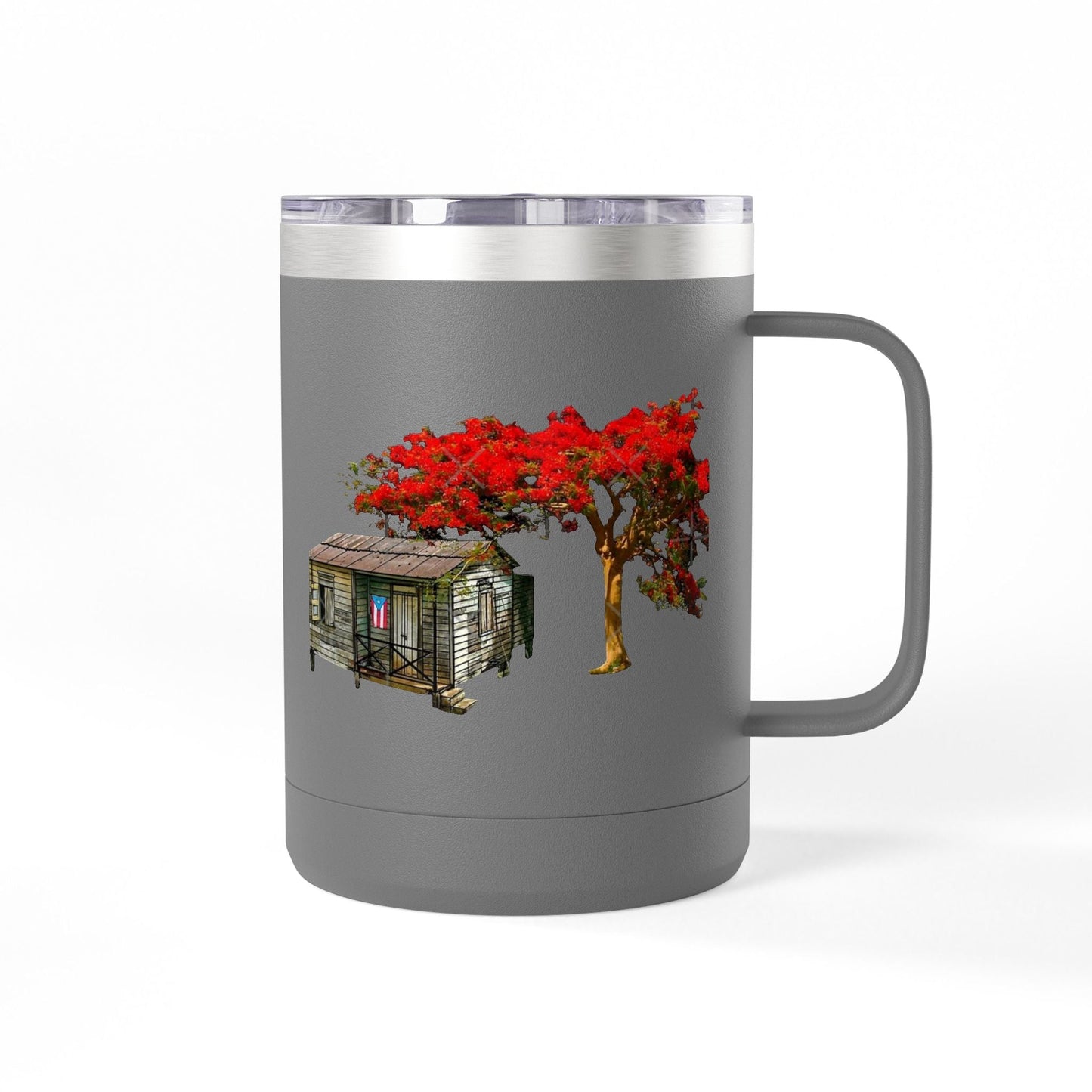 Puerto Rican Christmas Vibrant Floral Coffee Mug Tumbler, 15oz - Perfect for Cozy Mornings, Gifts for Garden Lovers, Unique Drinkware for Home - Metamorphosis Creations