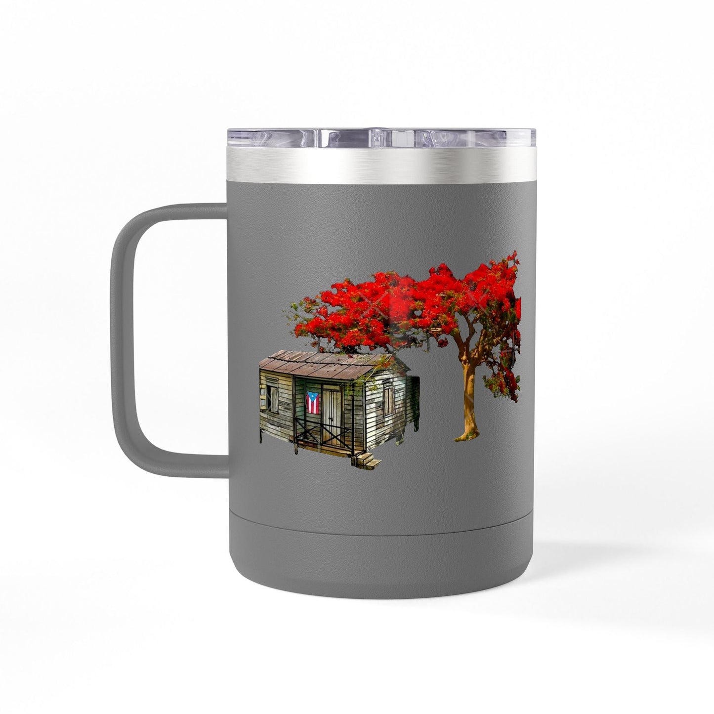Puerto Rican Christmas Vibrant Floral Coffee Mug Tumbler, 15oz - Perfect for Cozy Mornings, Gifts for Garden Lovers, Unique Drinkware for Home - Metamorphosis Creations