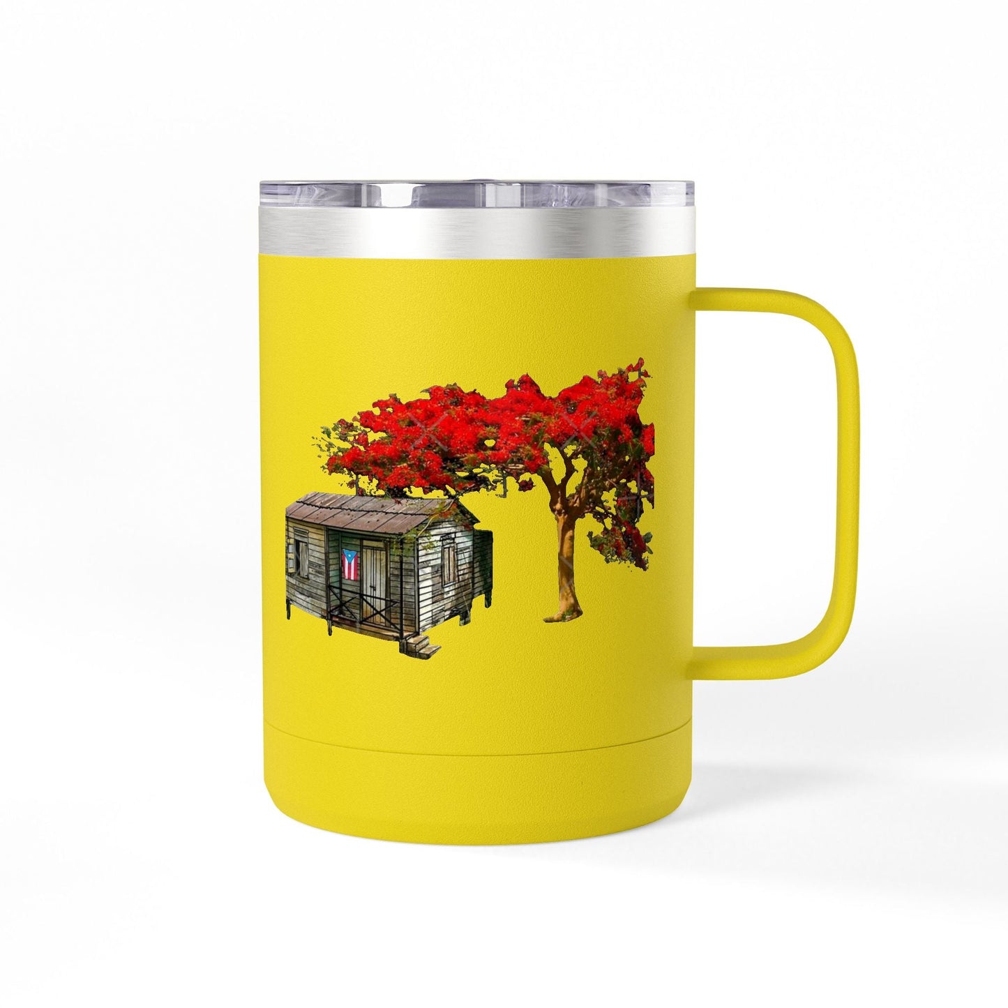Puerto Rican Christmas Vibrant Floral Coffee Mug Tumbler, 15oz - Perfect for Cozy Mornings, Gifts for Garden Lovers, Unique Drinkware for Home - Metamorphosis Creations