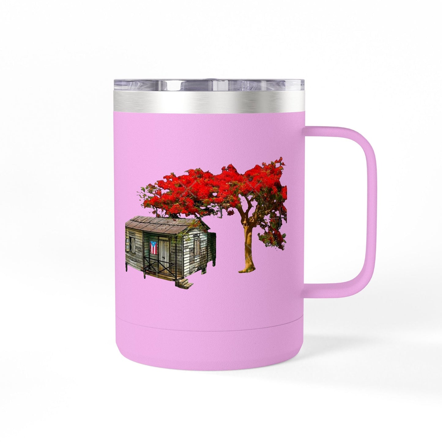 Puerto Rican Christmas Vibrant Floral Coffee Mug Tumbler, 15oz - Perfect for Cozy Mornings, Gifts for Garden Lovers, Unique Drinkware for Home - Metamorphosis Creations