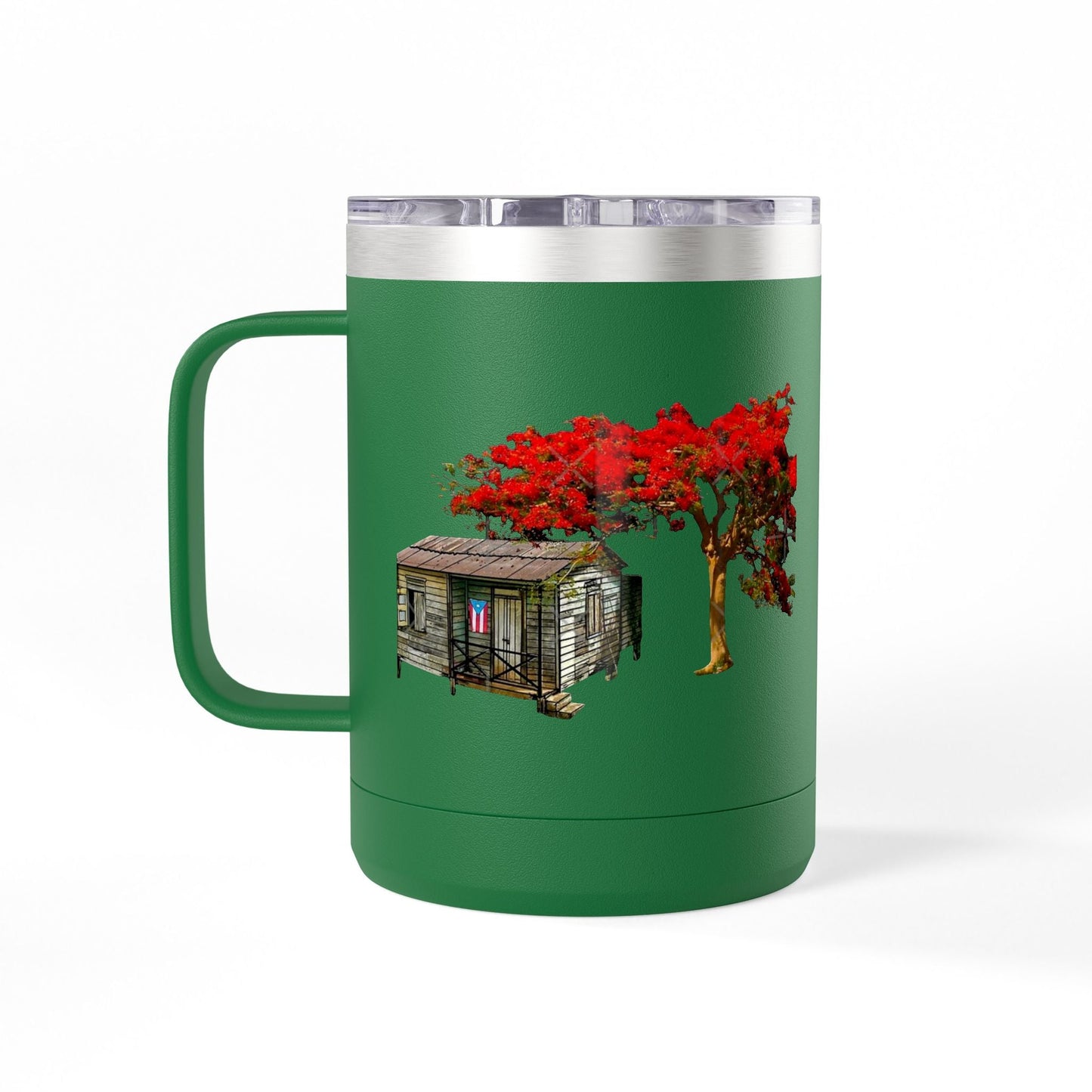 Puerto Rican Christmas Vibrant Floral Coffee Mug Tumbler, 15oz - Perfect for Cozy Mornings, Gifts for Garden Lovers, Unique Drinkware for Home - Metamorphosis Creations