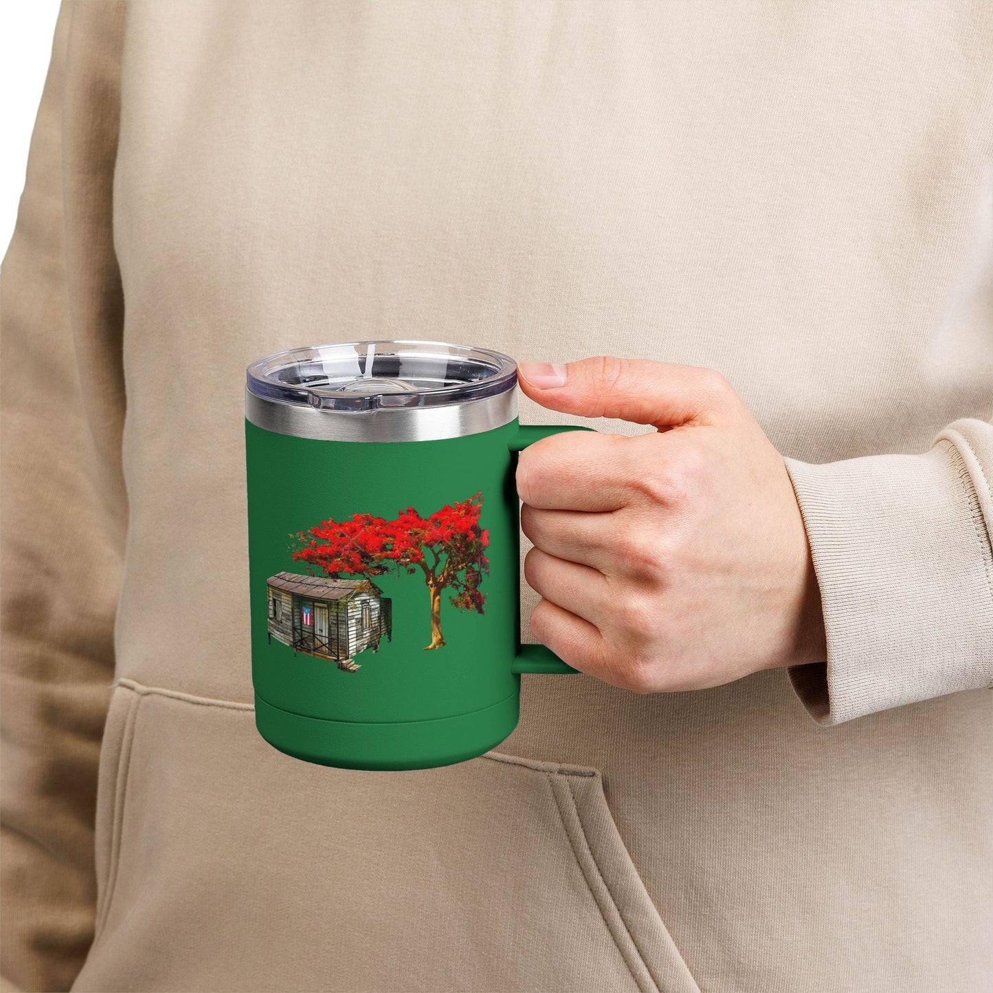 Puerto Rican Christmas Vibrant Floral Coffee Mug Tumbler, 15oz - Perfect for Cozy Mornings, Gifts for Garden Lovers, Unique Drinkware for Home - Metamorphosis Creations