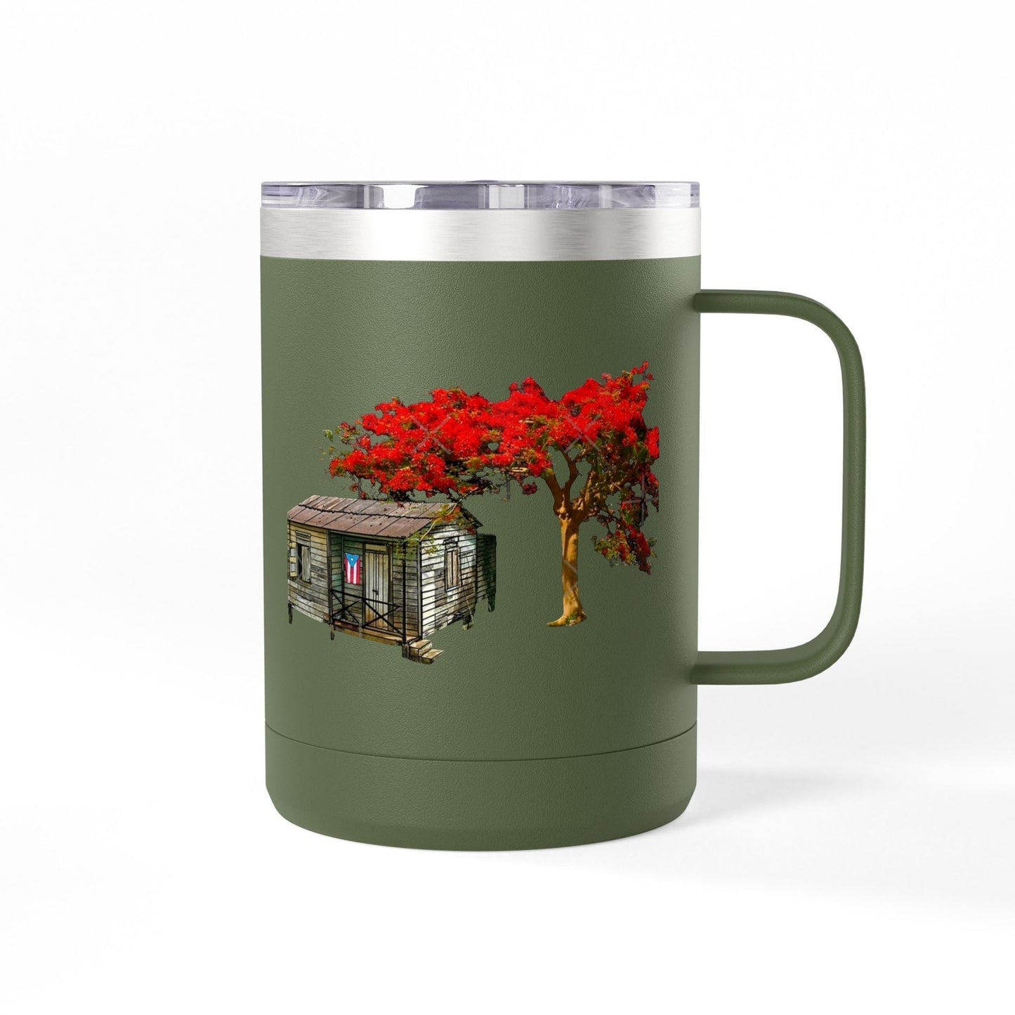 Puerto Rican Christmas Vibrant Floral Coffee Mug Tumbler, 15oz - Perfect for Cozy Mornings, Gifts for Garden Lovers, Unique Drinkware for Home - Metamorphosis Creations