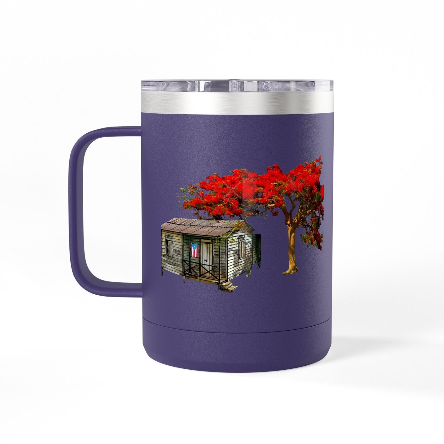 Puerto Rican Christmas Vibrant Floral Coffee Mug Tumbler, 15oz - Perfect for Cozy Mornings, Gifts for Garden Lovers, Unique Drinkware for Home - Metamorphosis Creations