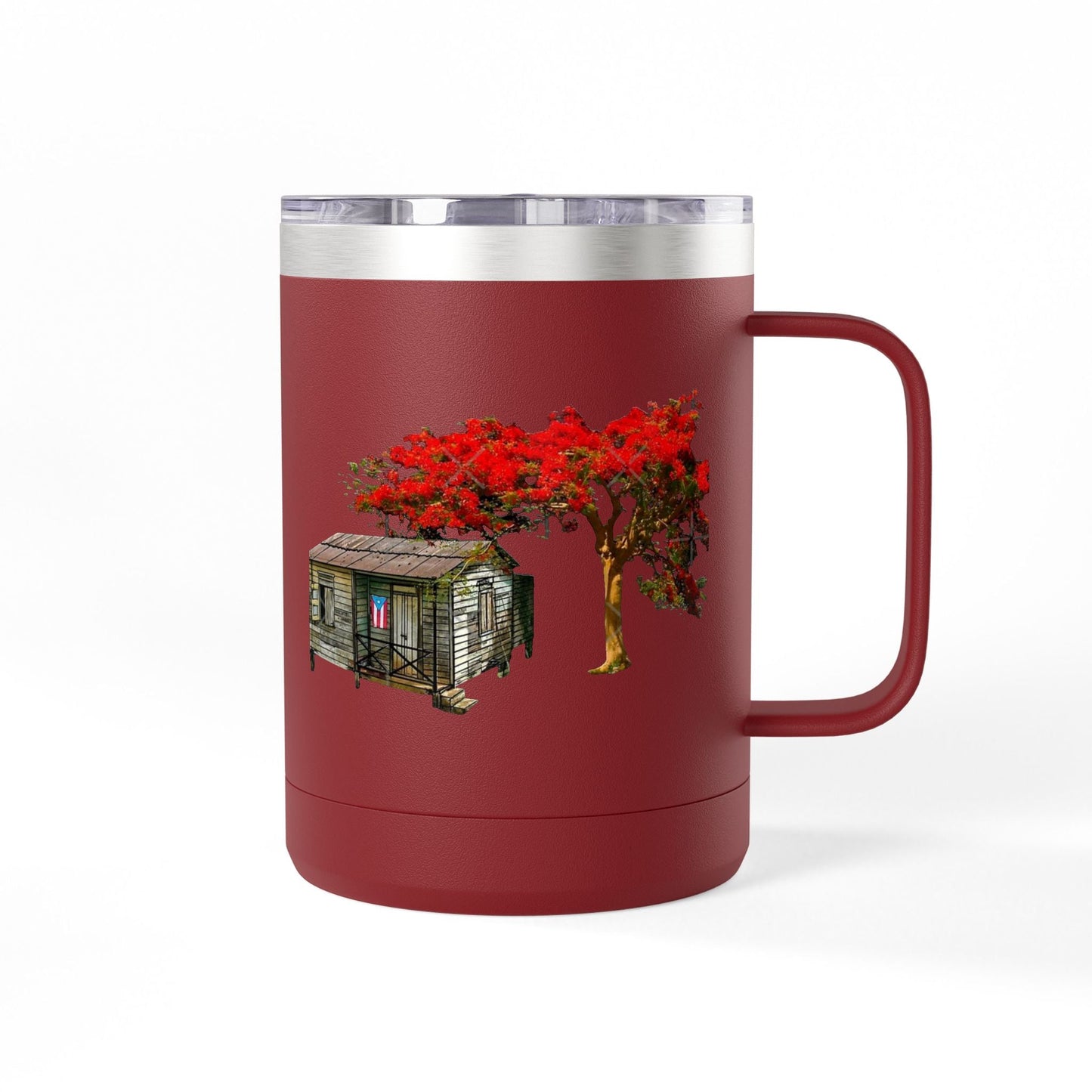 Puerto Rican Christmas Vibrant Floral Coffee Mug Tumbler, 15oz - Perfect for Cozy Mornings, Gifts for Garden Lovers, Unique Drinkware for Home - Metamorphosis Creations