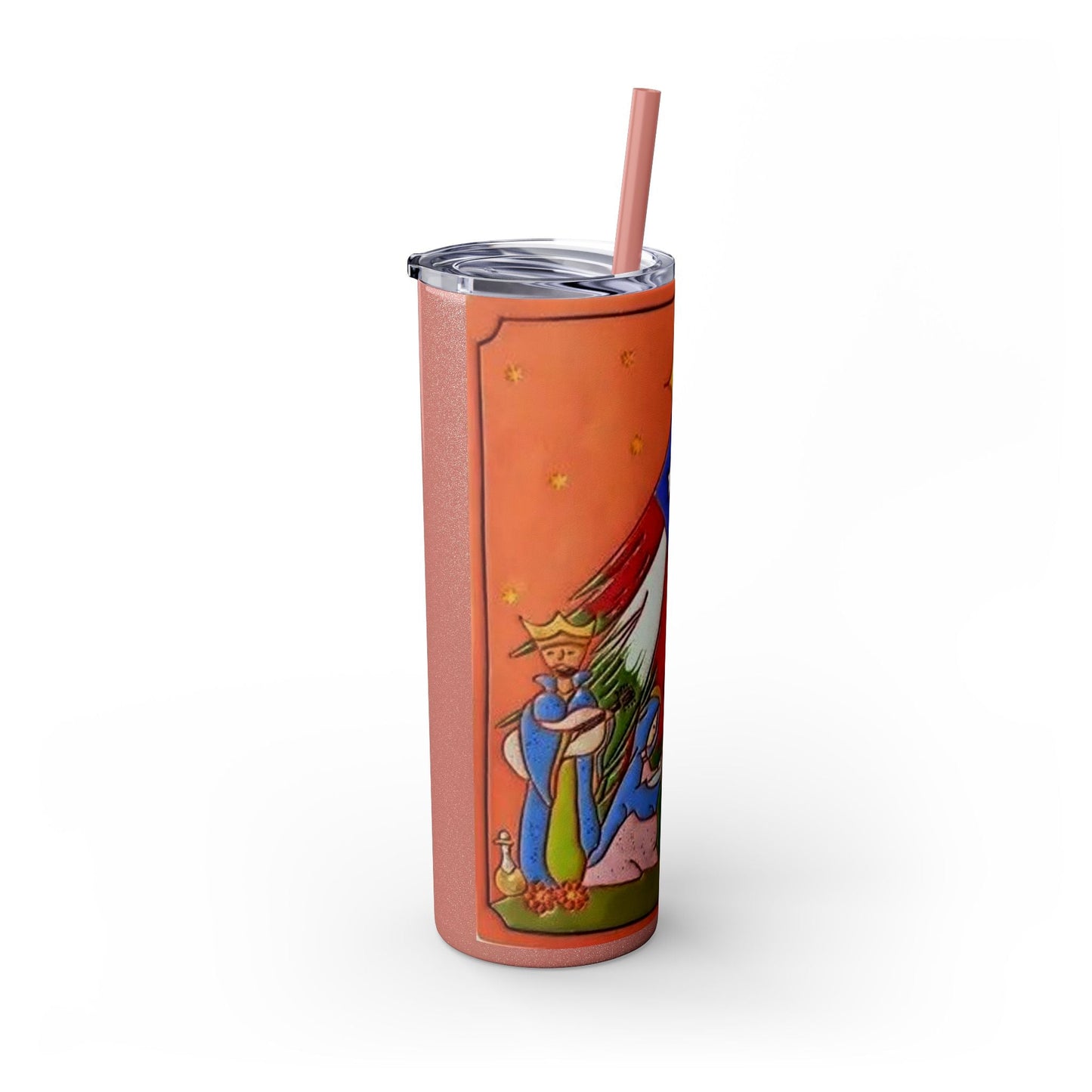 Puerto Rican Christmas Vibrant Nativity Skinny Tumbler, 20oz – Colorful Christmas Travel Mug, Holiday Gift, Personalized Drinkware, Festive Straw Cup - Metamorphosis Creations