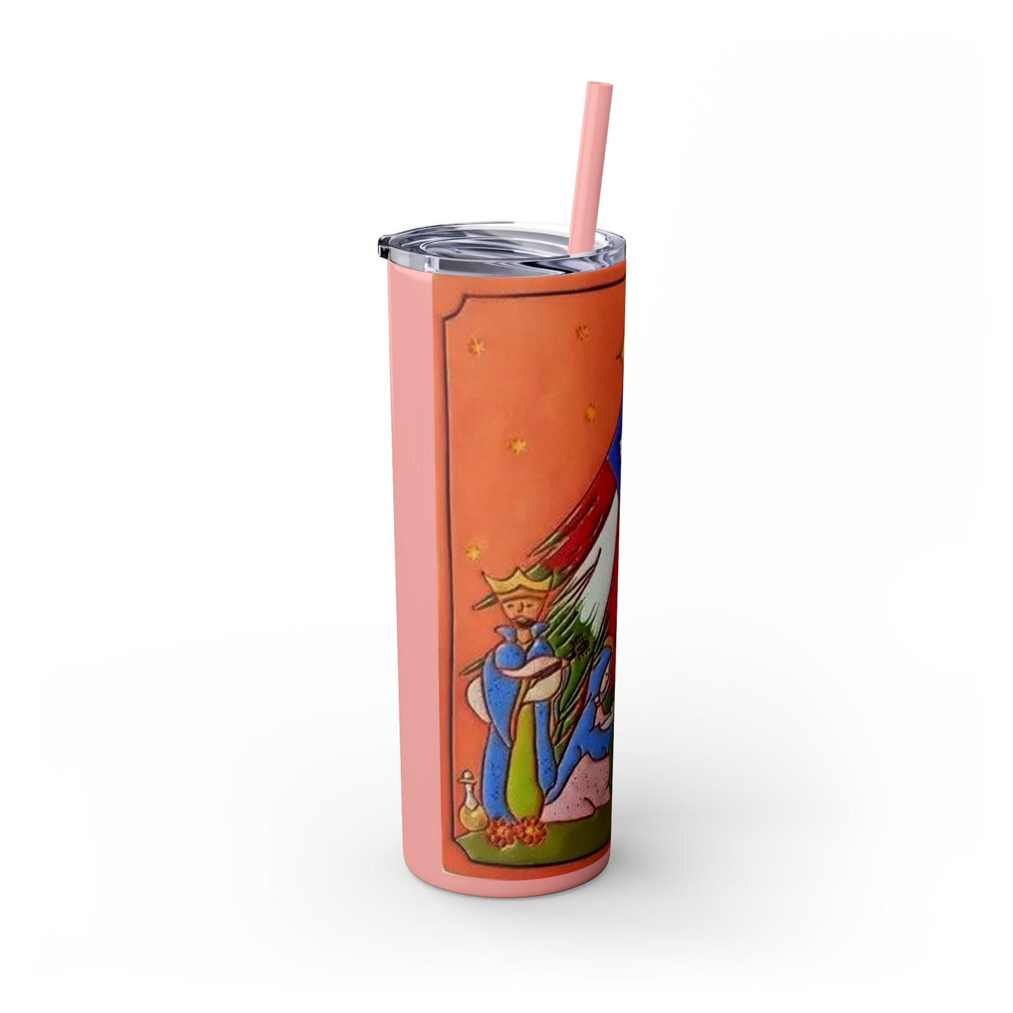 Puerto Rican Christmas Vibrant Nativity Skinny Tumbler, 20oz – Colorful Christmas Travel Mug, Holiday Gift, Personalized Drinkware, Festive Straw Cup - Metamorphosis Creations