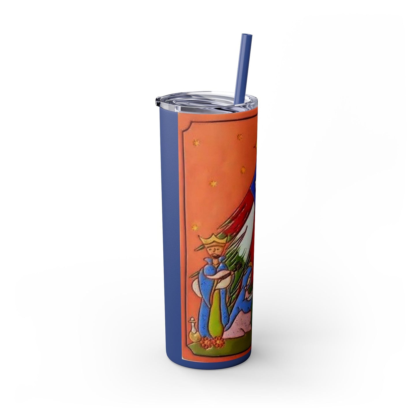 Puerto Rican Christmas Vibrant Nativity Skinny Tumbler, 20oz – Colorful Christmas Travel Mug, Holiday Gift, Personalized Drinkware, Festive Straw Cup - Metamorphosis Creations