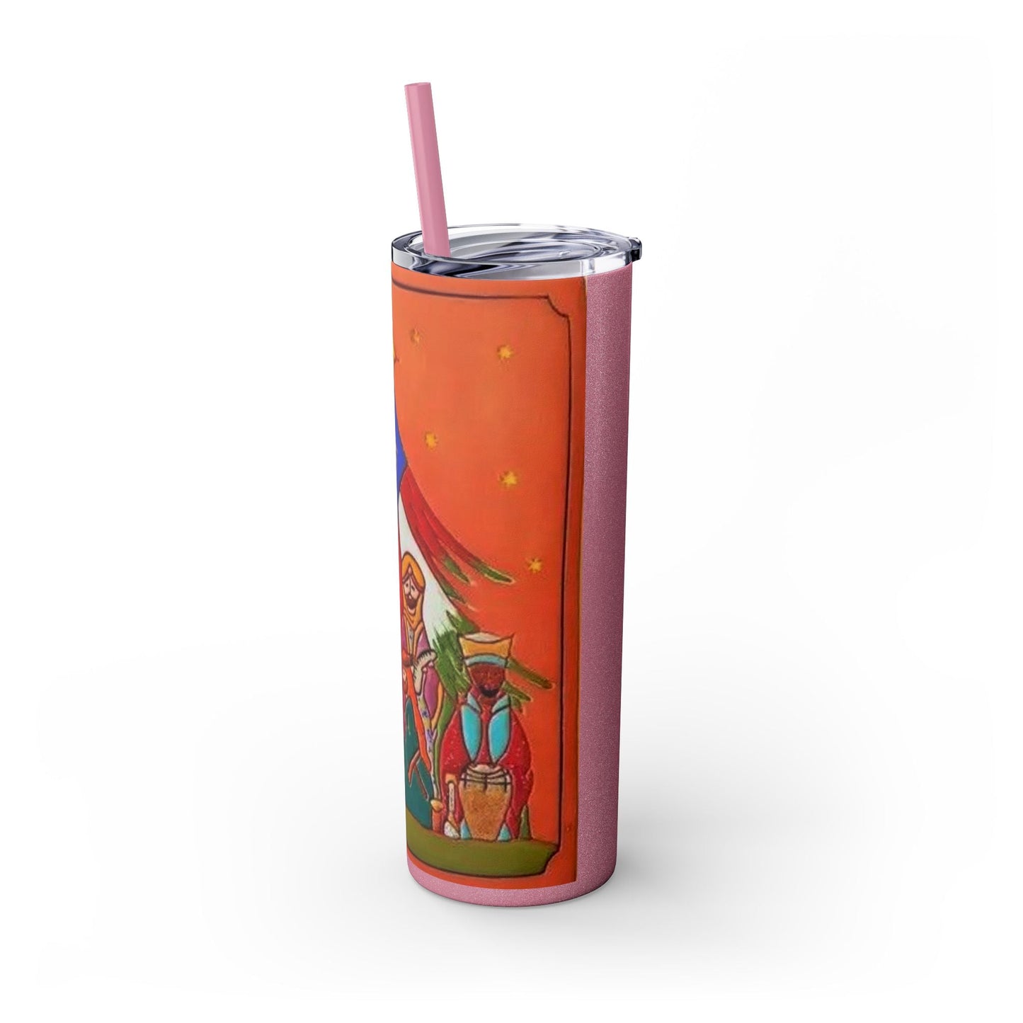 Puerto Rican Christmas Vibrant Nativity Skinny Tumbler, 20oz – Colorful Christmas Travel Mug, Holiday Gift, Personalized Drinkware, Festive Straw Cup - Metamorphosis Creations