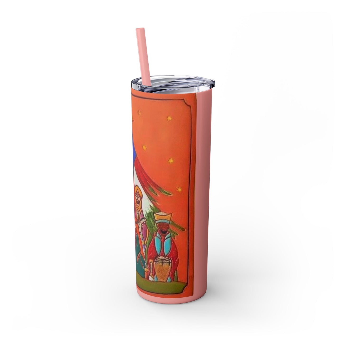 Puerto Rican Christmas Vibrant Nativity Skinny Tumbler, 20oz – Colorful Christmas Travel Mug, Holiday Gift, Personalized Drinkware, Festive Straw Cup - Metamorphosis Creations