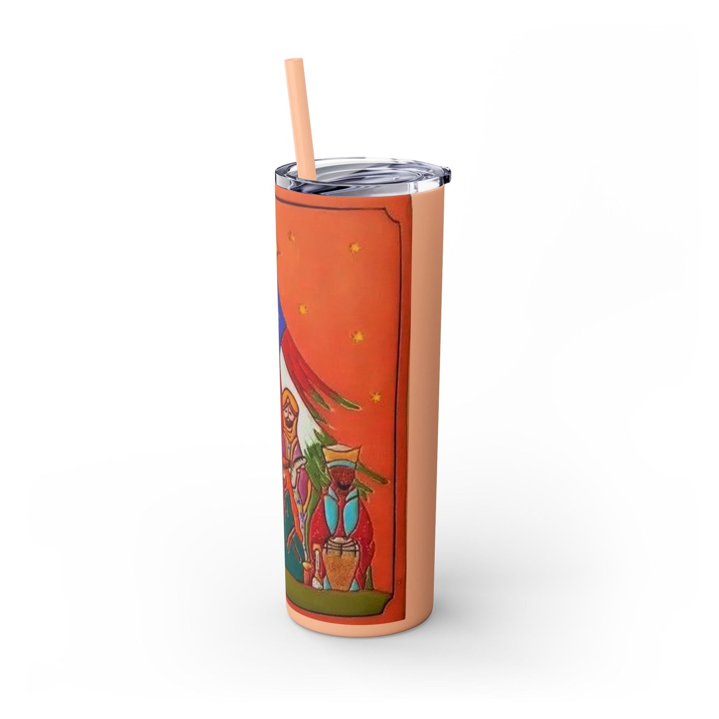 Puerto Rican Christmas Vibrant Nativity Skinny Tumbler, 20oz – Colorful Christmas Travel Mug, Holiday Gift, Personalized Drinkware, Festive Straw Cup - Metamorphosis Creations