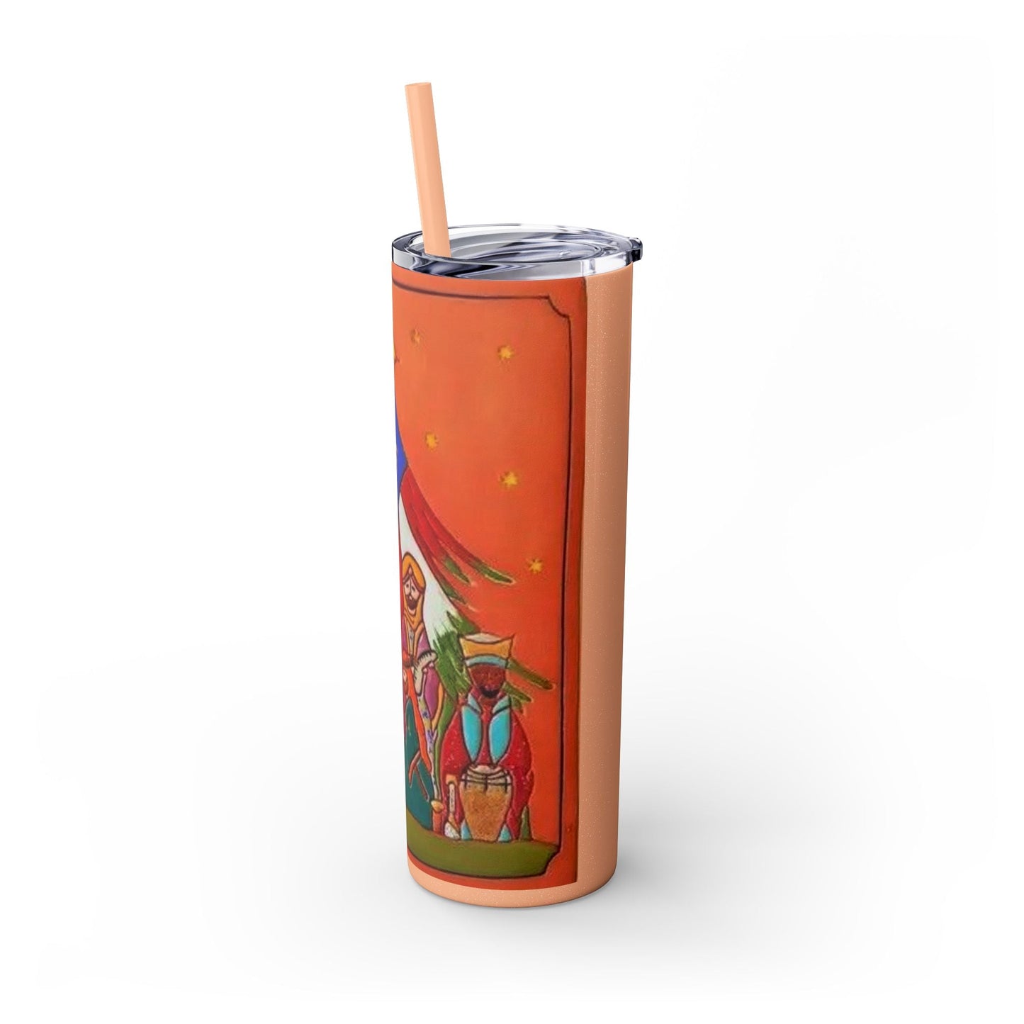 Puerto Rican Christmas Vibrant Nativity Skinny Tumbler, 20oz – Colorful Christmas Travel Mug, Holiday Gift, Personalized Drinkware, Festive Straw Cup - Metamorphosis Creations